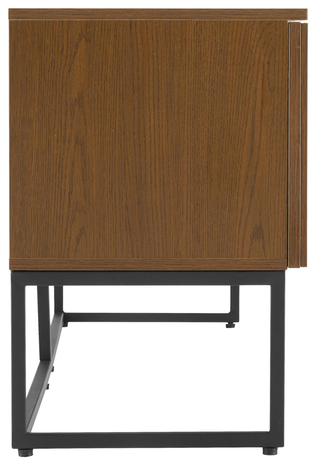 KOMODA NISKA BUENO - kolor ciemnego dębu/czarny, Modern, materiał drewnopochodny/metal (160/60/40cm) - Xora