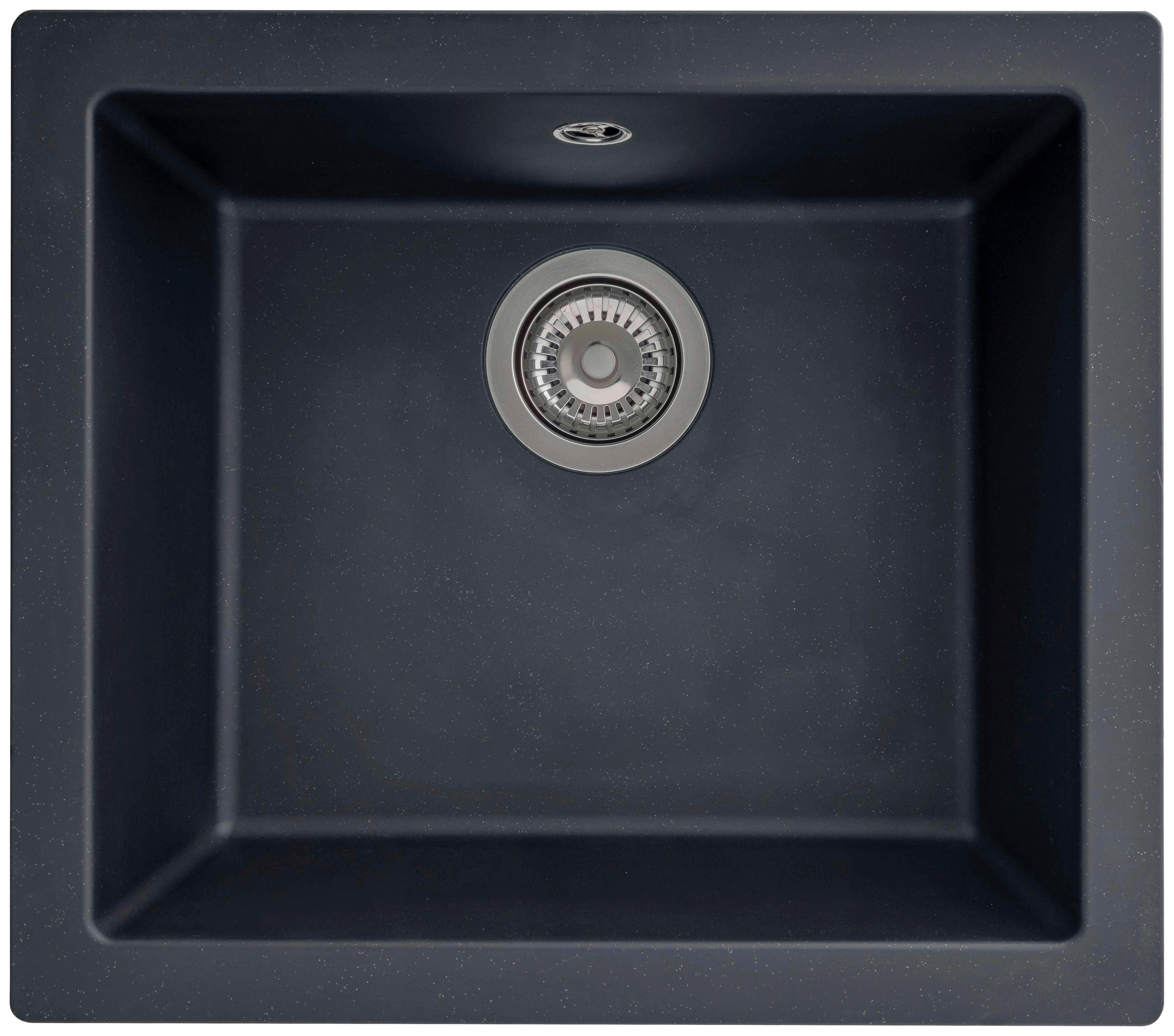 Einbauspüle Ohio ca. 50x19x44 cm Schwarz - Schwarz, Trend, Glas/Kunststoff (50/19/44cm) - Respekta