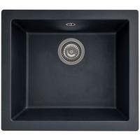Einbauspüle Ohio ca. 50x19x44 cm Schwarz - Schwarz, Trend, Glas/Kunststoff (50/19/44cm) - Respekta