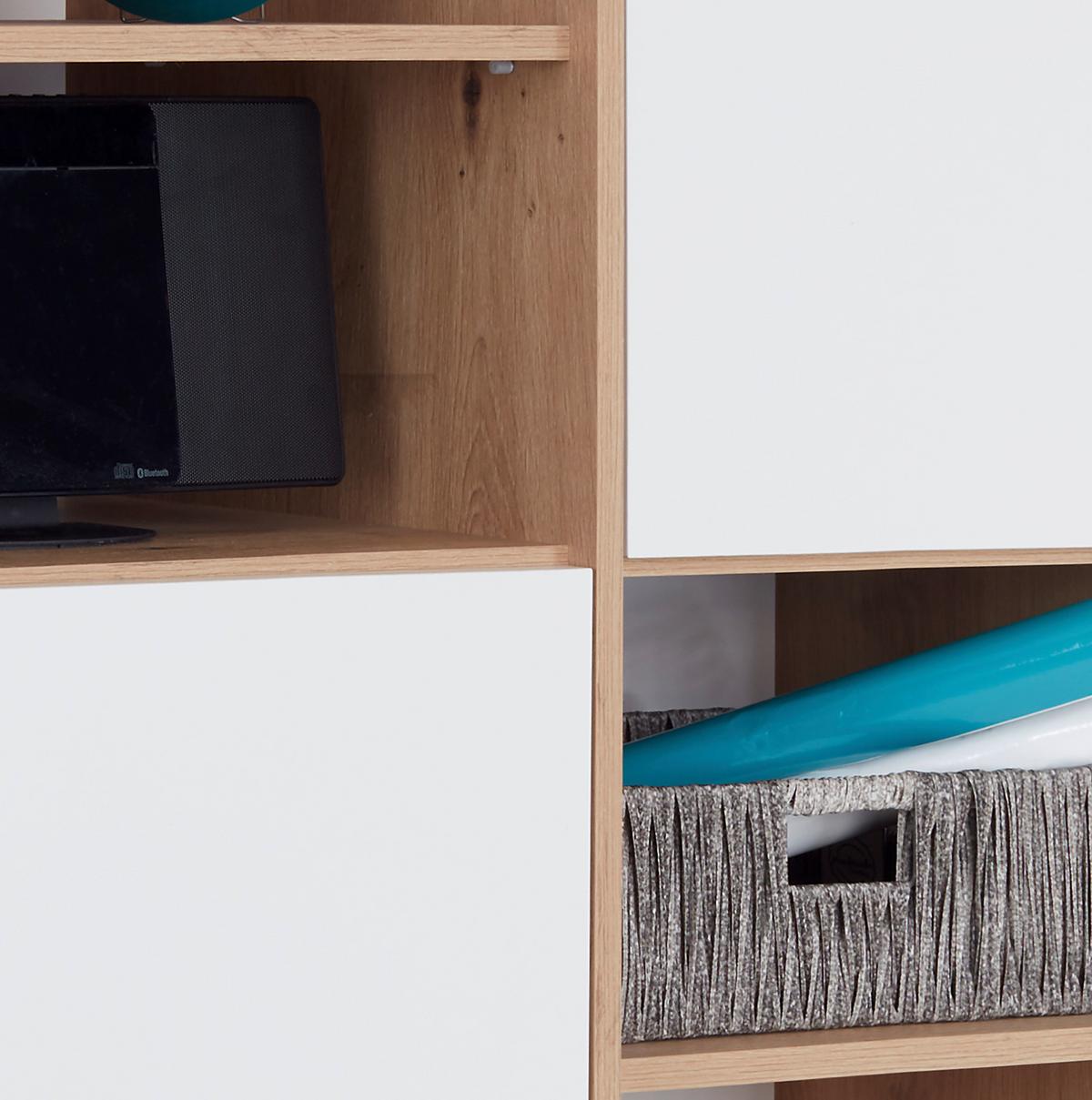 Regal Box - bijela/boje hrasta, Moderno, drvni materijal/plastika (98/205/40cm) - Modern Living