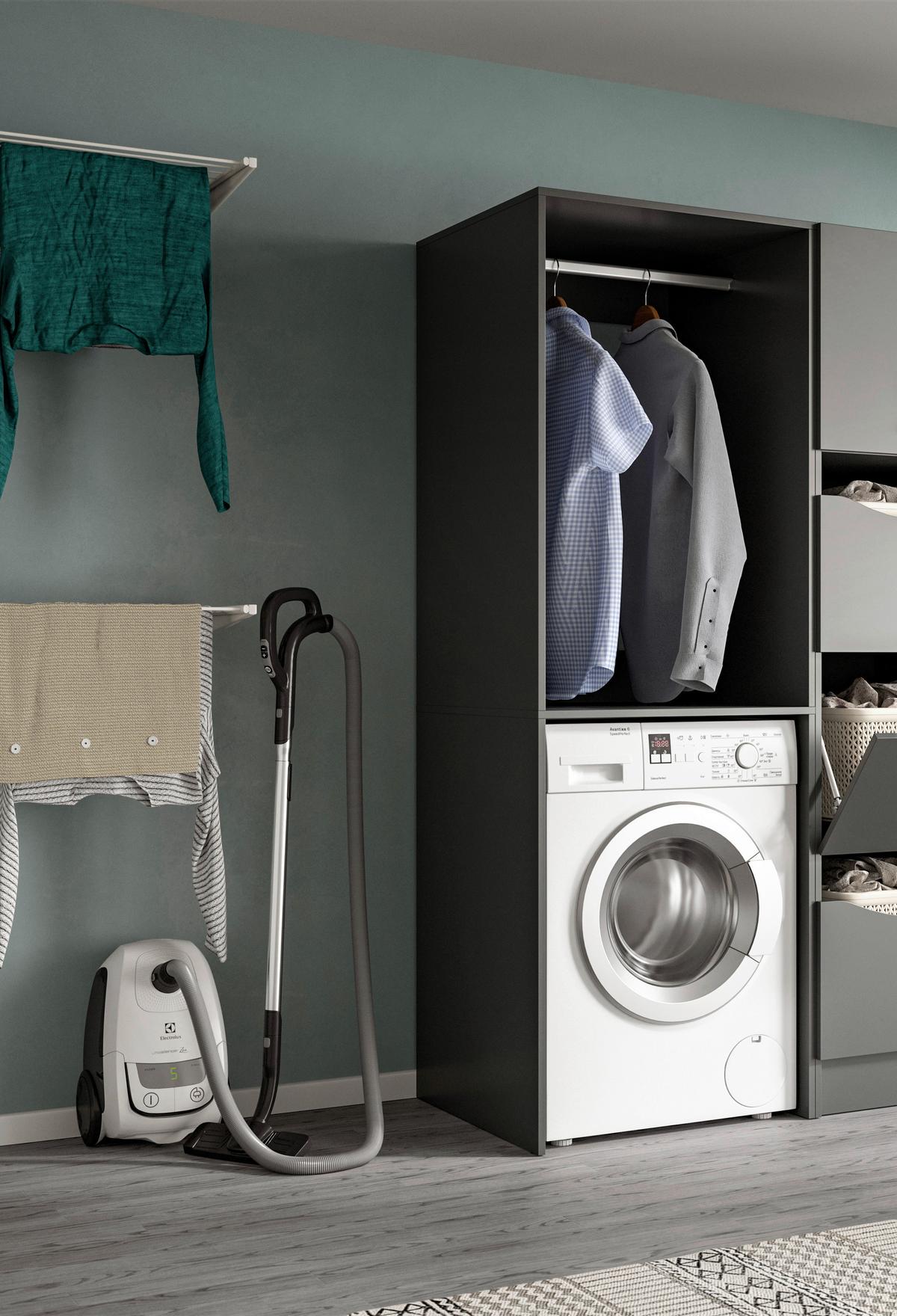 Waschmaschinenschrank Free Anthrazit - Anthrazit/Weiß, Basics, Holzwerkstoff/Kunststoff (66/195/60cm) - MID.YOU