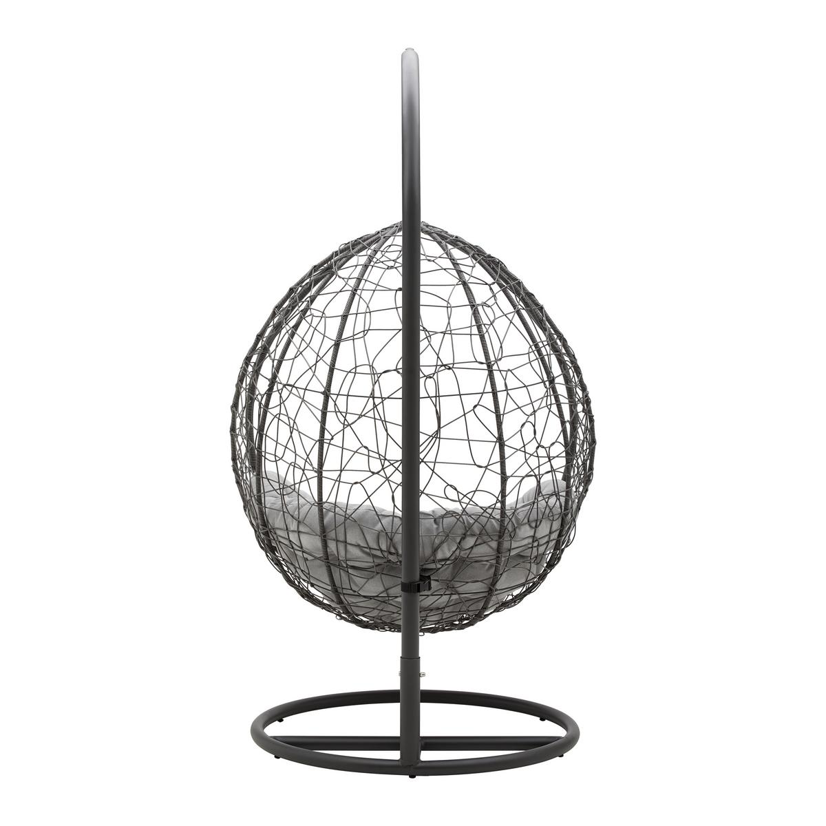 Hängesessel "Sandro", inkl. Kissen, Outdoorstoff - Dunkelgrau/Grau, Modern, Kunststoff/Textil (105/196/72cm) - Bessagi Garden