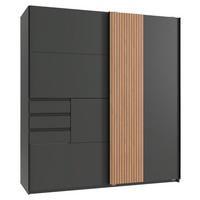 Omara Z Drsnimi Vrati Coburg, Barva Grafita, Hrast, Š. 180cm - črna/barve grafita, Moderno, kovina/leseni material (180/198/65cm) - Mömax