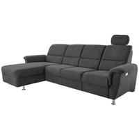 Wohnlandschaft Parole Schwarz Mikrofaser - Chromfarben/Schwarz, KONVENTIONELL, Textil/Metall (292/165cm) - Livetastic
