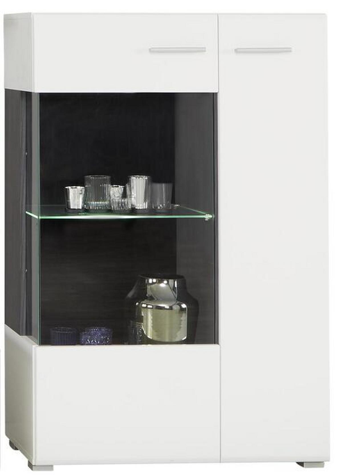 Dnevni Regal Concerto, Bela, Črna, Visoki Sijaj, Led - srebrne barve/črna, Moderno, umetna masa/steklo (308/190/41cm) - Modern Living