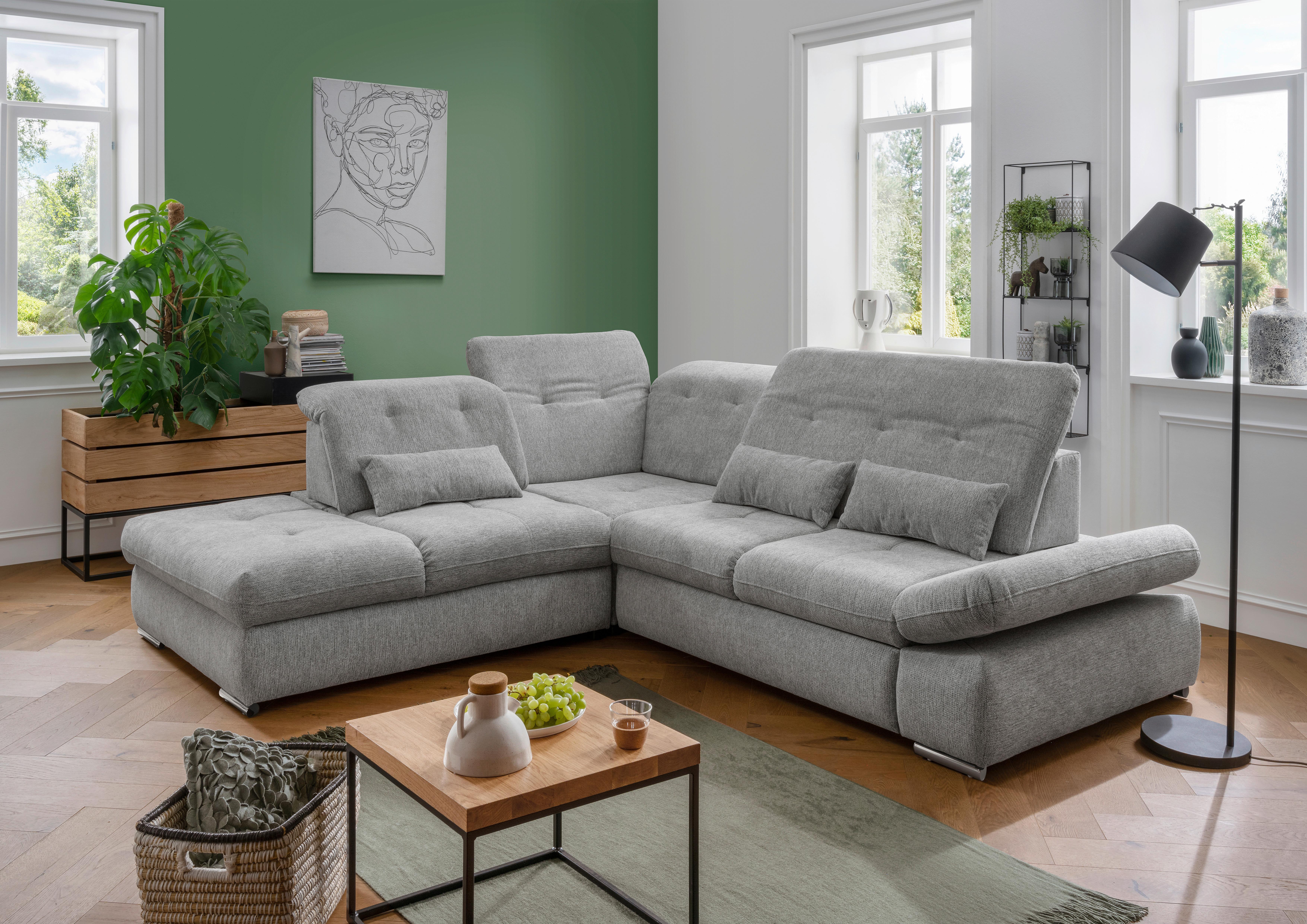 Wohnlandschaft Dalida Silberfarben Chenille - Chromfarben/Silberfarben, Design, Textil/Metall (254/280cm) - Livetastic