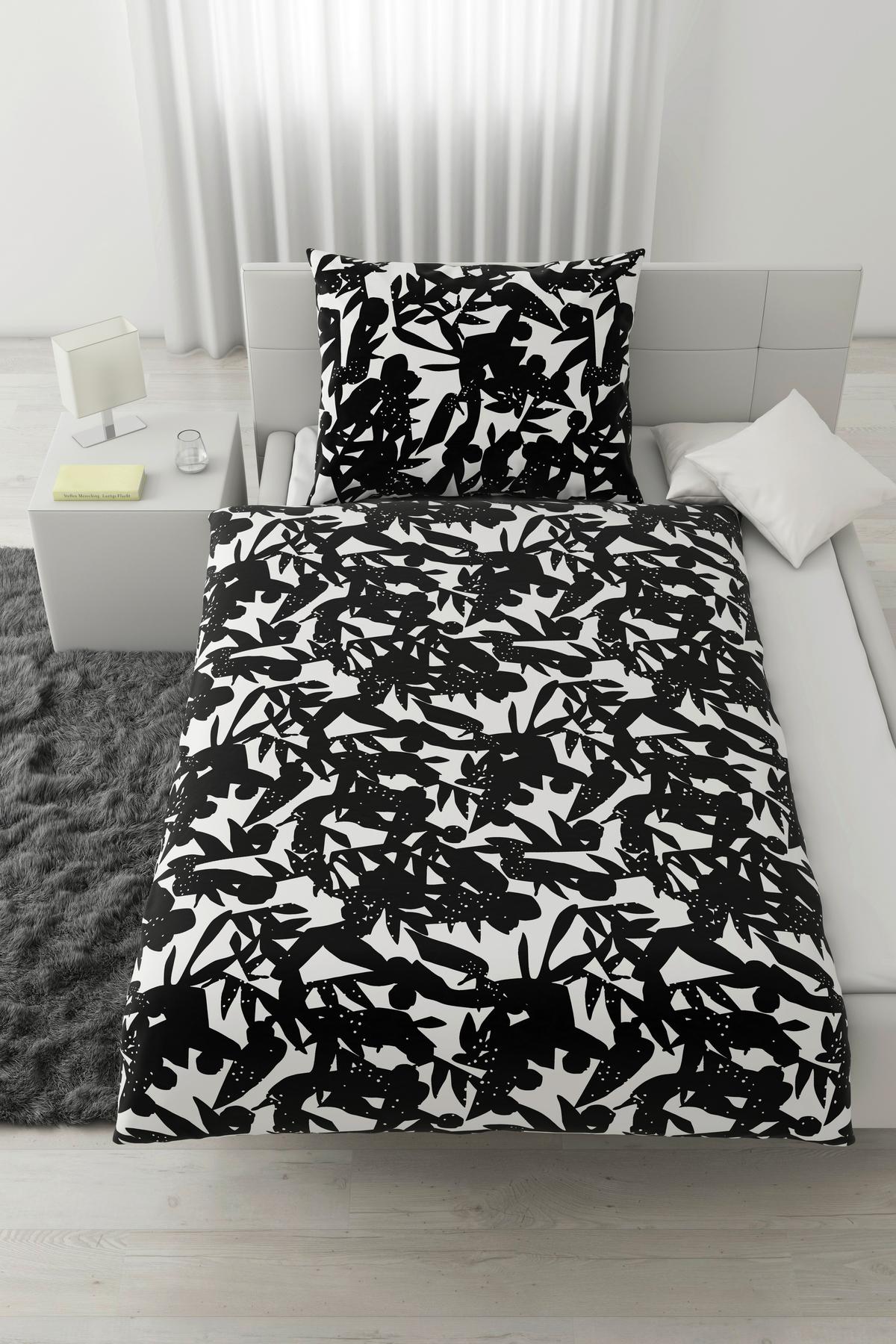 WENDEBETTWÄSCHESET ABSTRACT WENDE - Weiss/Schwarz, Konventionell, Textil (160/210cm) - Modern Living