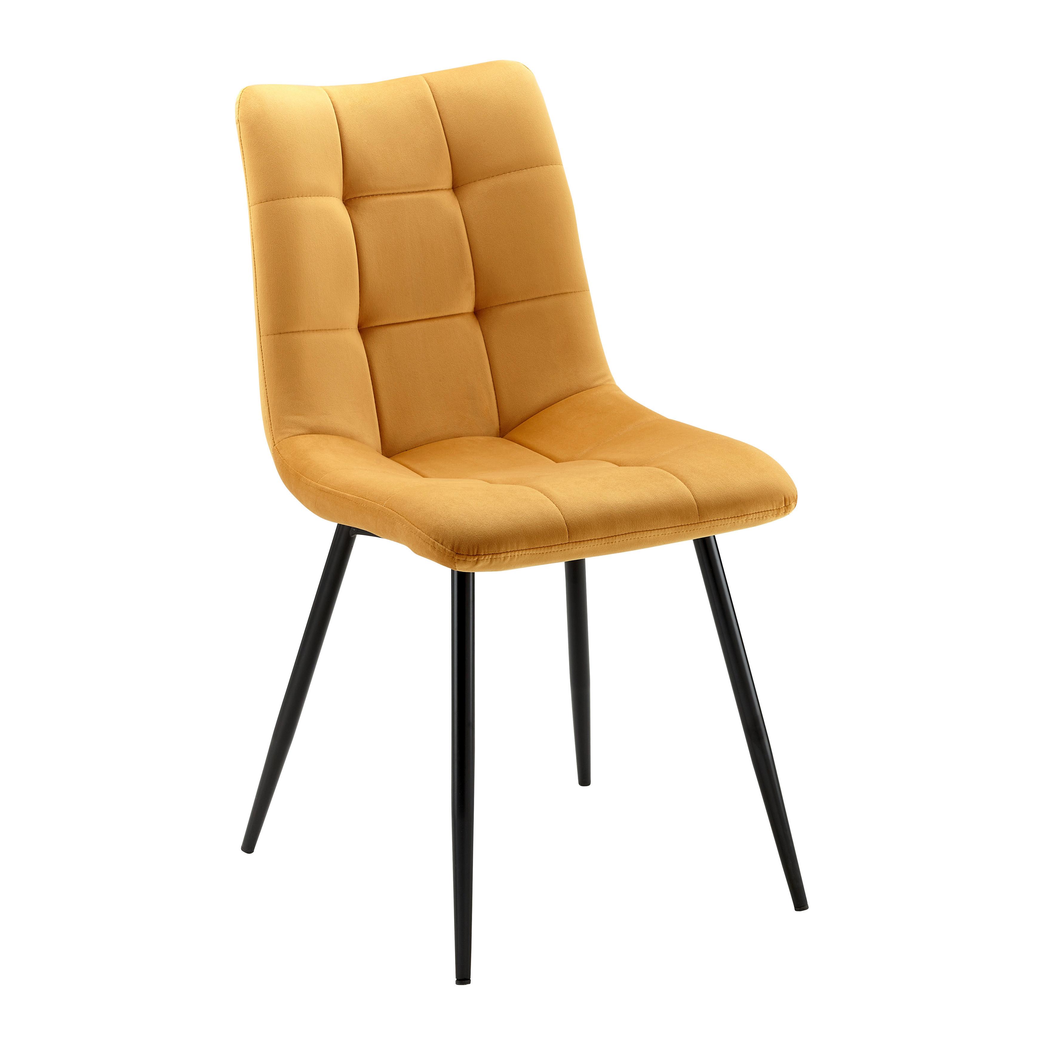 Stuhl Suri Gelb Samt Gepolstert - Gelb/Schwarz, MODERN, Holz/Textil (46/87/59cm) - Bessagi Home