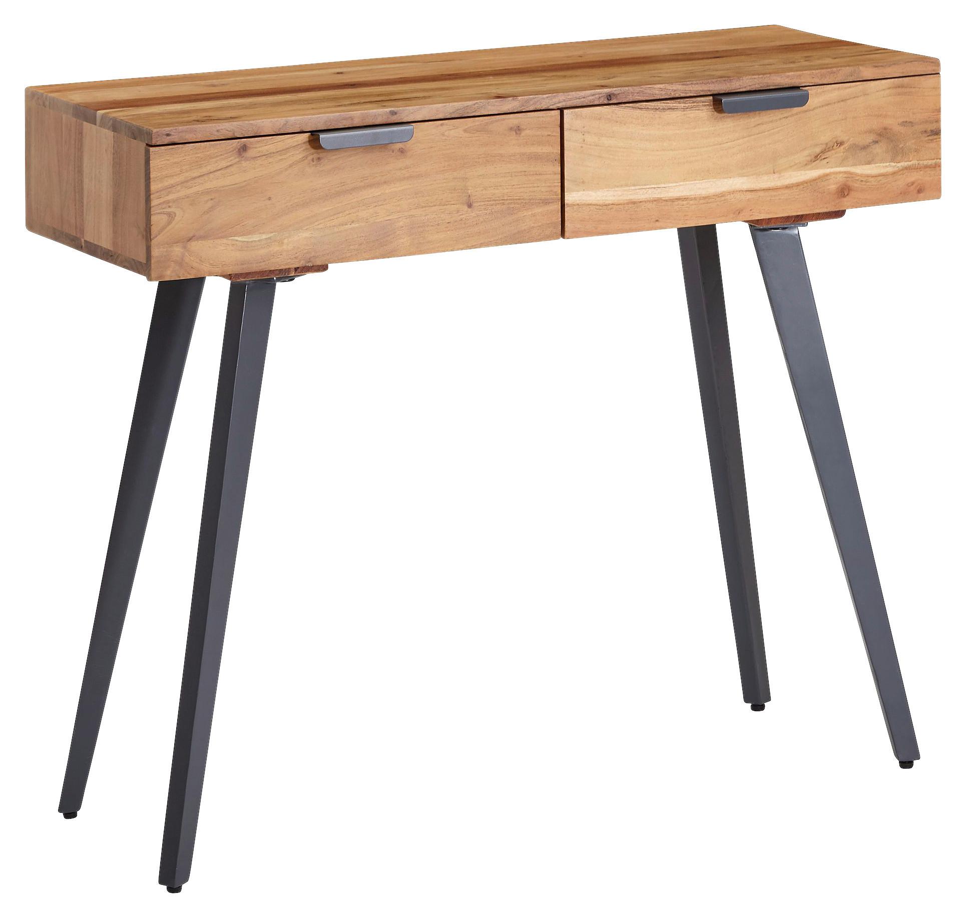 Konsolentisch Wohnling Akazie - Grau/Akaziefarben, MODERN, Holz/Metall (36/90/78cm) - MID.YOU