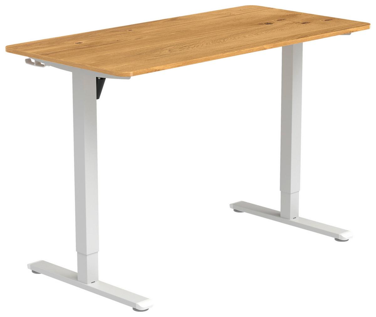 BIURKO PIKA - dąb deskowy/biały, Modern, materiał drewnopochodny/tworzywo sztuczne (120/60/70-115cm) - Livetastic