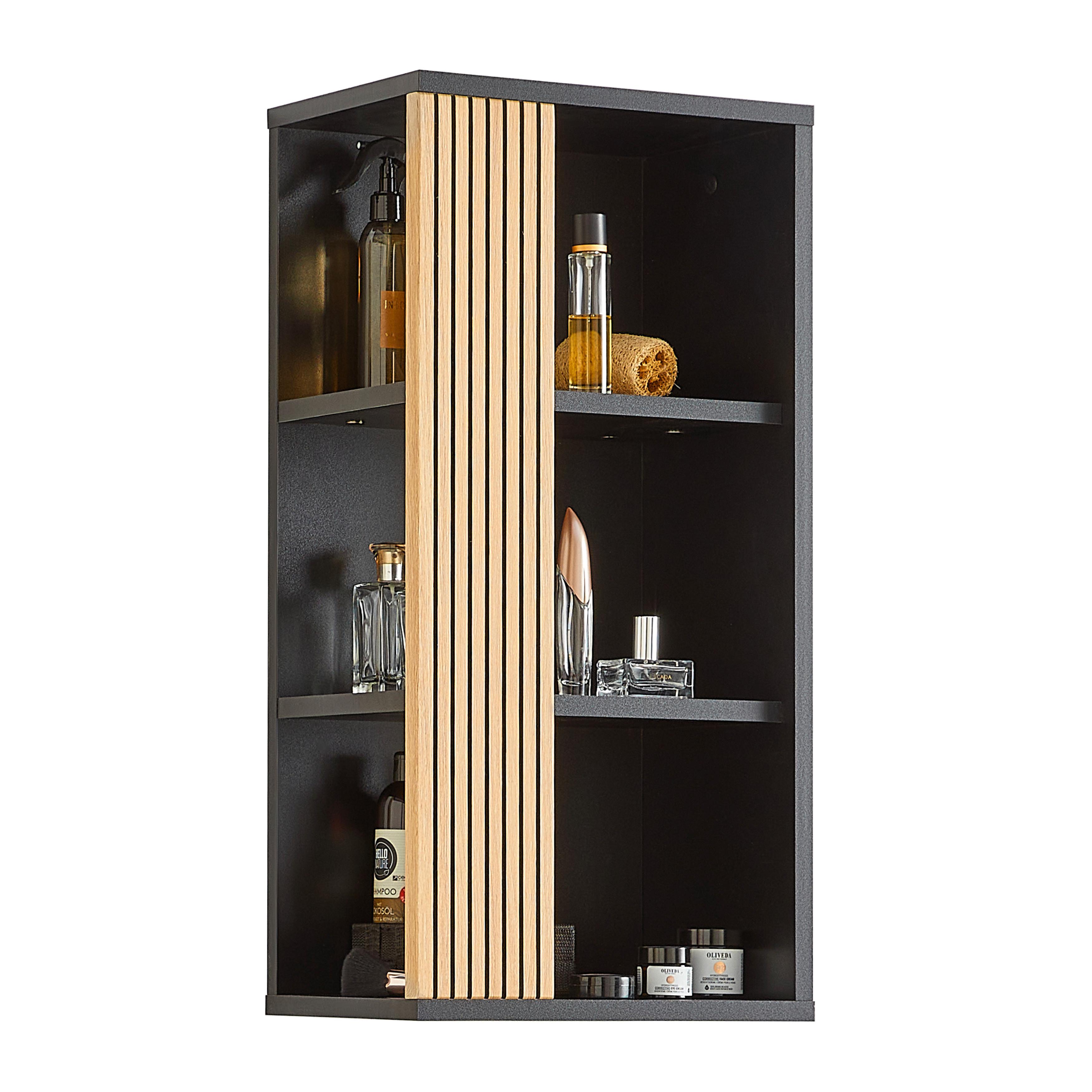 Oberschrank Venezia in Schwarz/Eichefarben - Eichefarben, LIFESTYLE, Holzwerkstoff (35/72/25cm) - Mömax