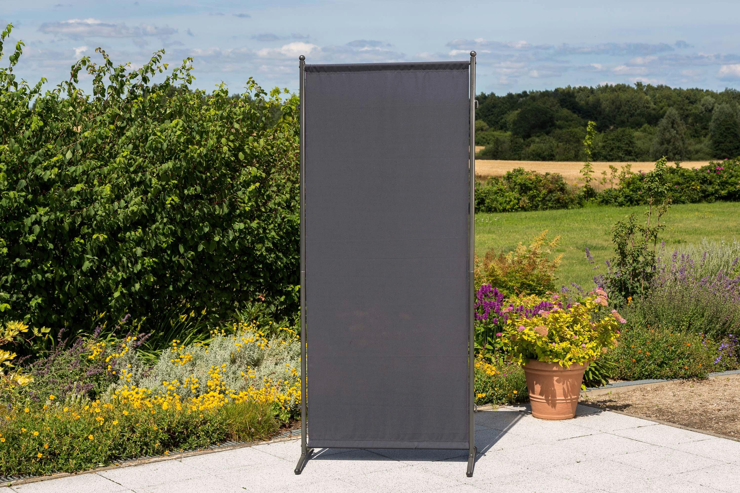 Sichtschutz Textil Silber/Grau - Silberfarben/Grau, KONVENTIONELL, Textil/Metall (80/188/50cm) - Gardenson