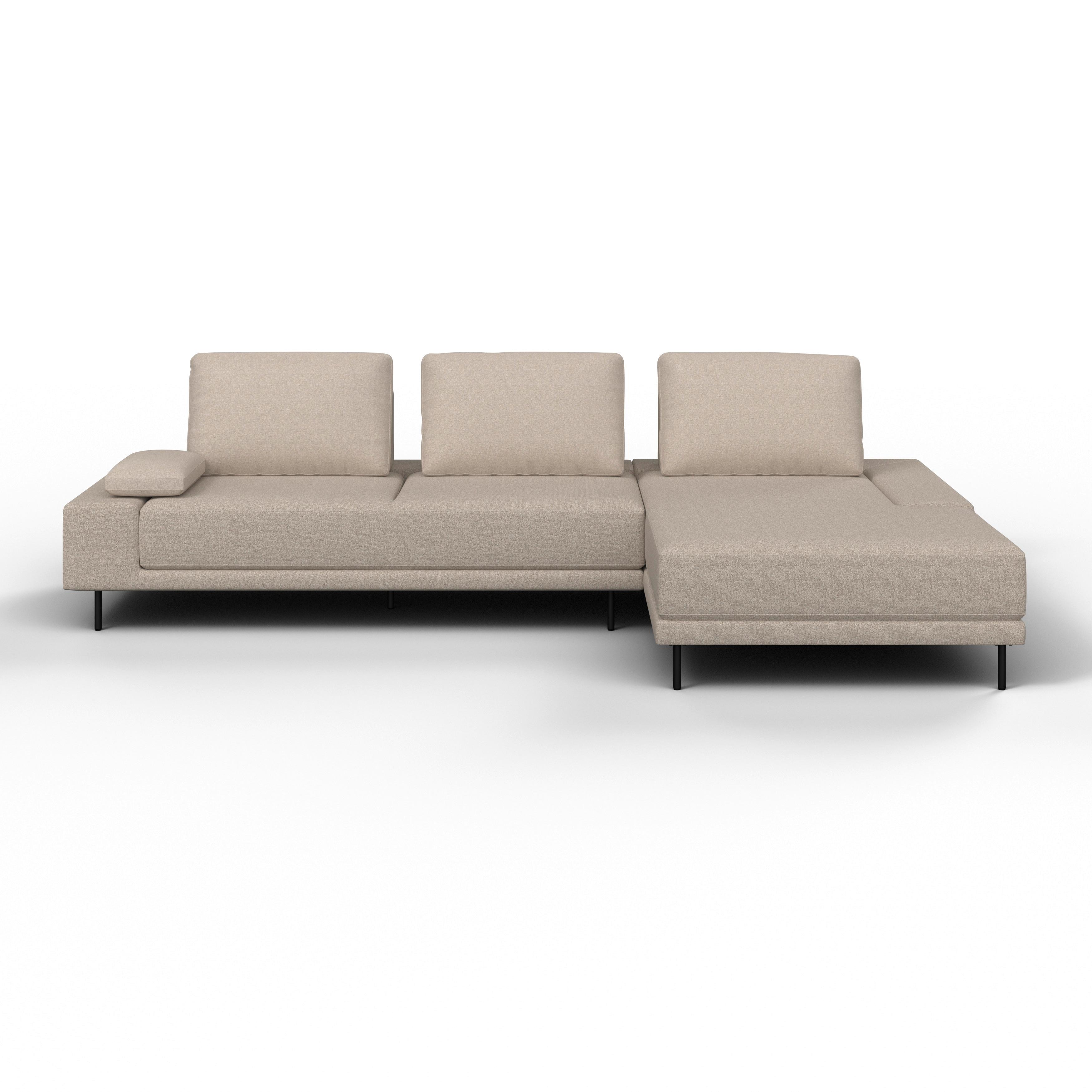 Sedežna Garnitura Mani - črna/bež, Moderno, kovina/tekstil (309/89,2/183,5cm) - Bessagi Home