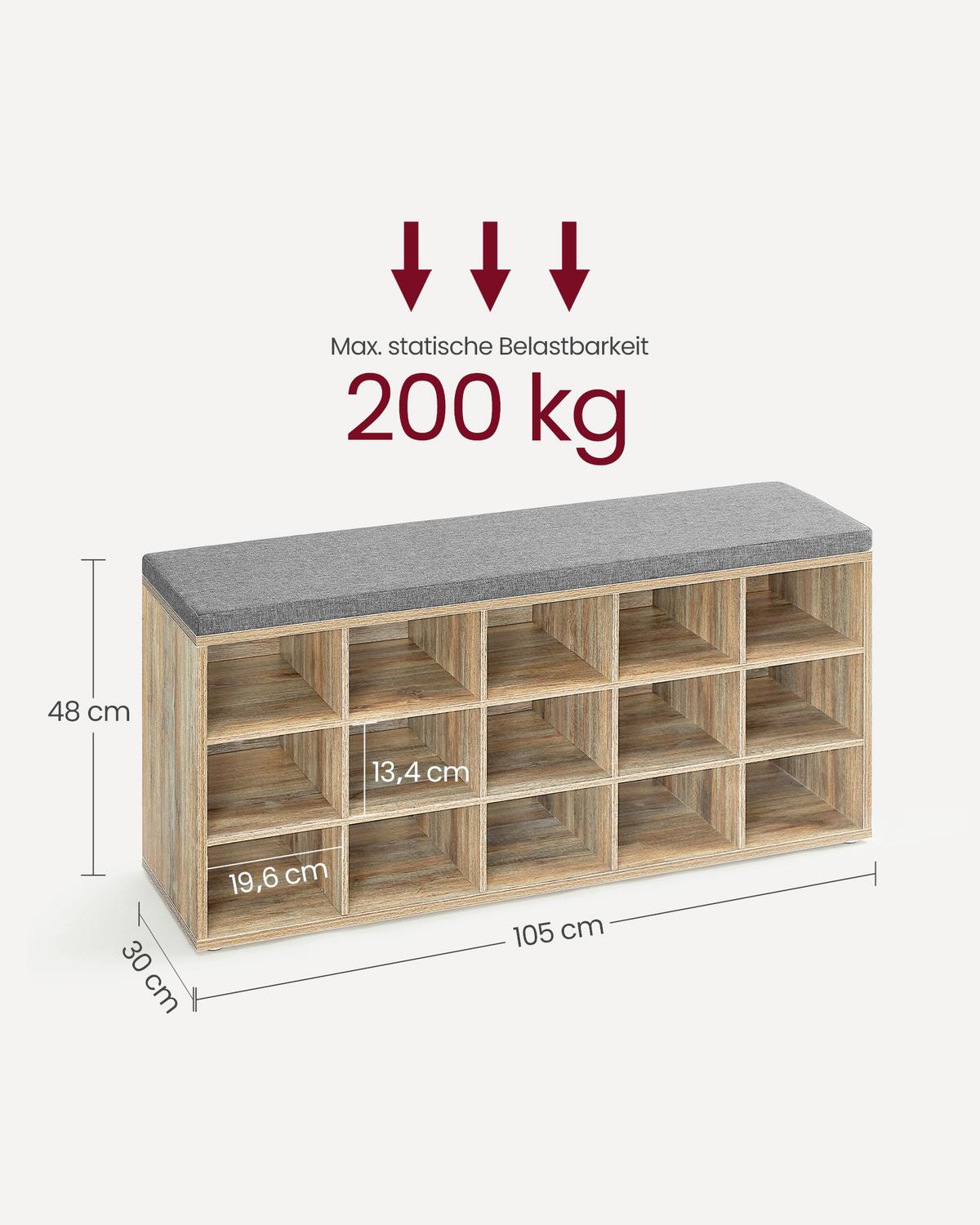 SCHUHBANK SHOE BENCH - Braun/Grau, MODERN, Holzwerkstoff/Textil (105/48/30cm) - MID.YOU
