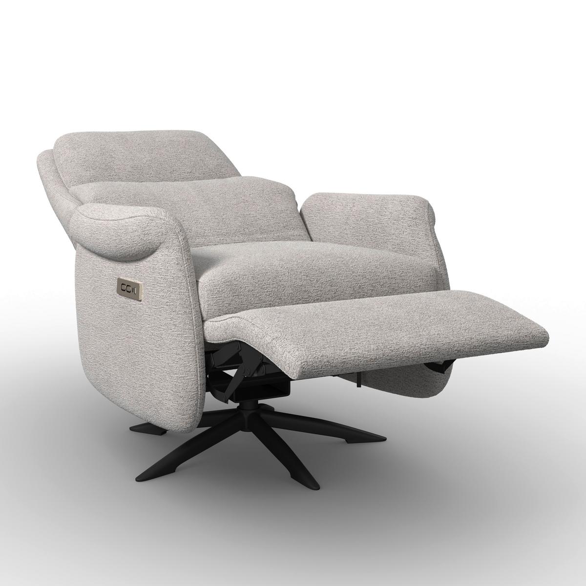 Elektrischer Relaxsessel Alice mit Liege- und Relaxfunktion - Hellgrau/Schwarz, MODERN, Holz/Textil (76/110/90cm) - Bessagi Home