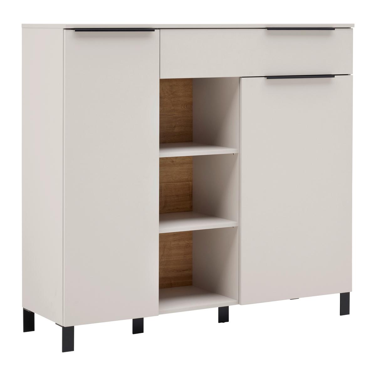 Highboard GW-Fresno in Kaschmir - Kaschmir/Schwarz, Modern, Holzwerkstoff/Metall (130/121/40cm) - Premium Living