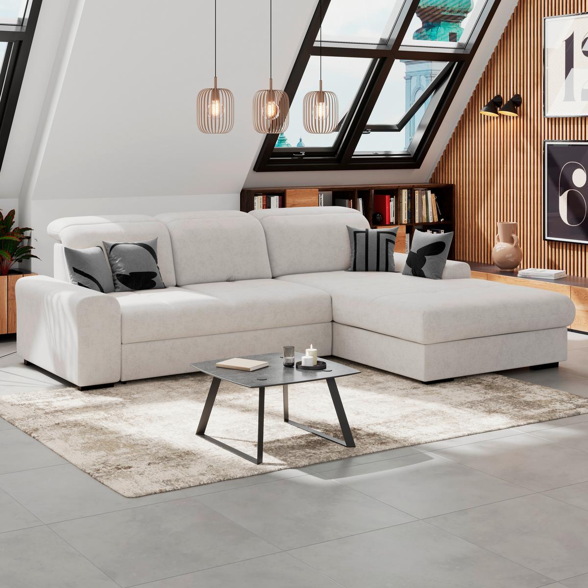 Kutna Garnitura Malaga - bijela/crna, Konvencionalno, tekstil/drvo (286/203cm) - Ondega