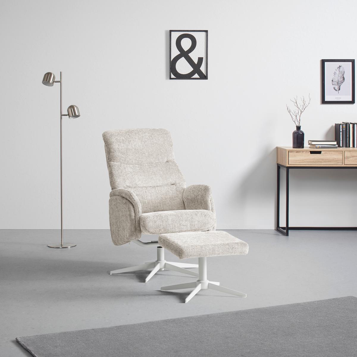 Relax Fotel Lábtartóval Star - krémszínű, Modern, textil/fém (72/107-95/86-110cm) - Mömax