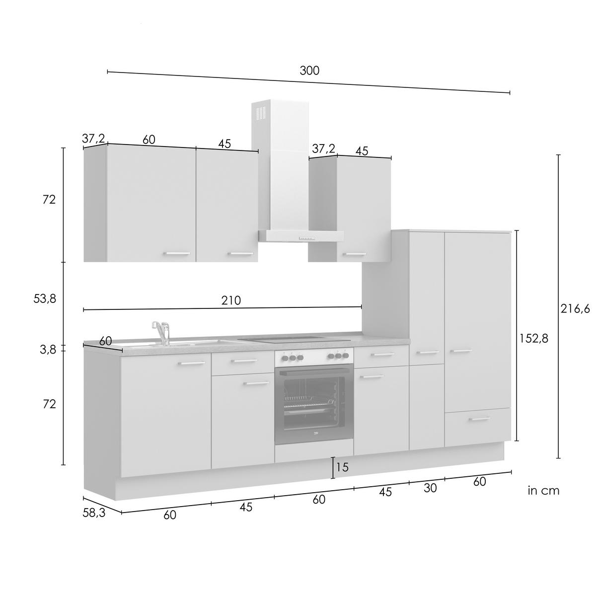 Küchenleerblock Senso Low o. Geräte Olivgrün - Eichefarben/Schwarz, MODERN, Holzwerkstoff/Metall (300cm) - Nobilia