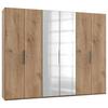 Drehtürenschrank Level 36A mit Spiegel ca. 300 cm Eiche Dekor - Chromfarben/Eichefarben, MODERN, Holzwerkstoff (300/236/58cm) - MID.YOU