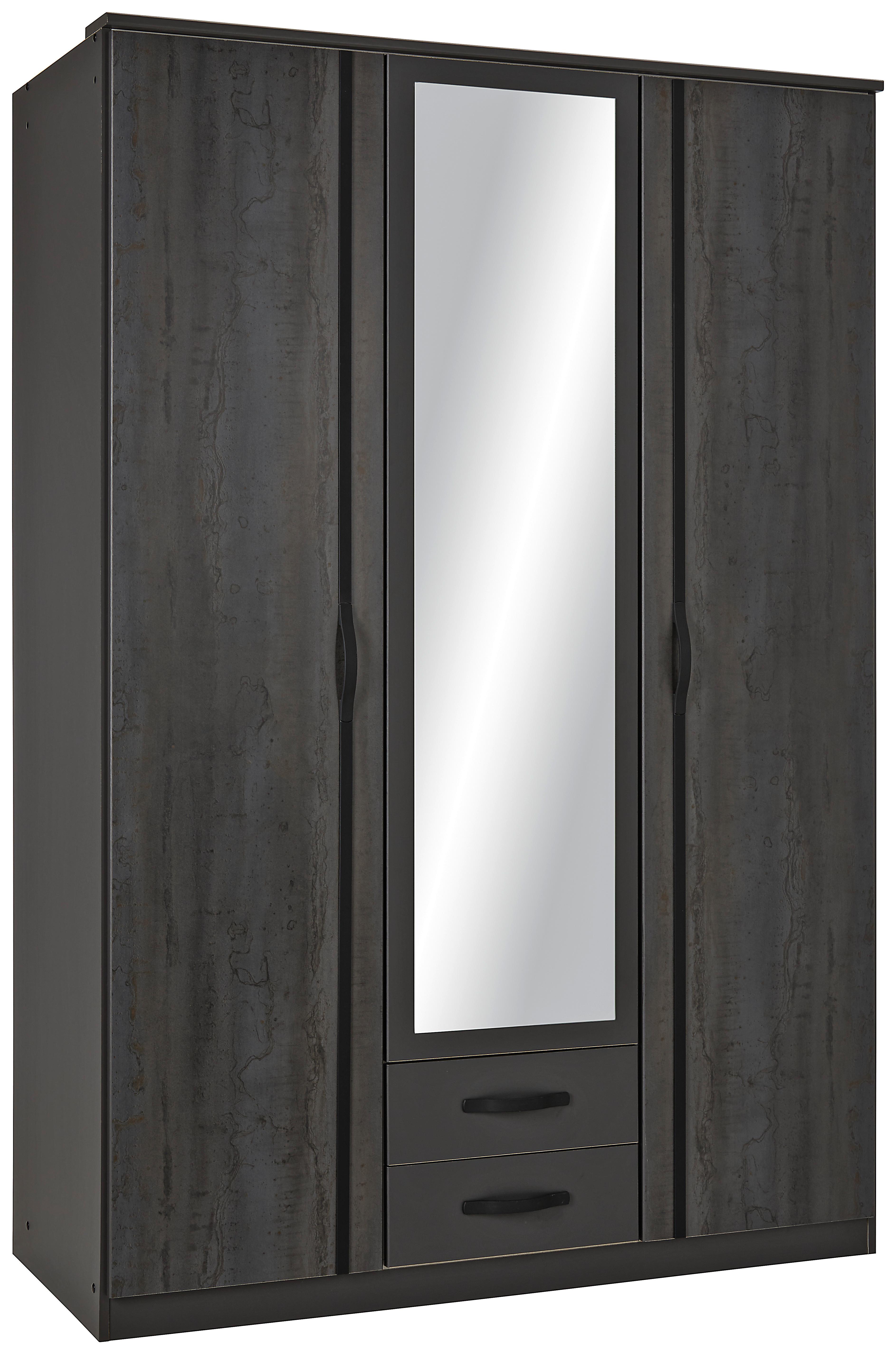 Dulap uși rotative „DUO-2” - grafit/negru, Konventionell, material pe bază de lemn (135/199/58cm) - Modern Living