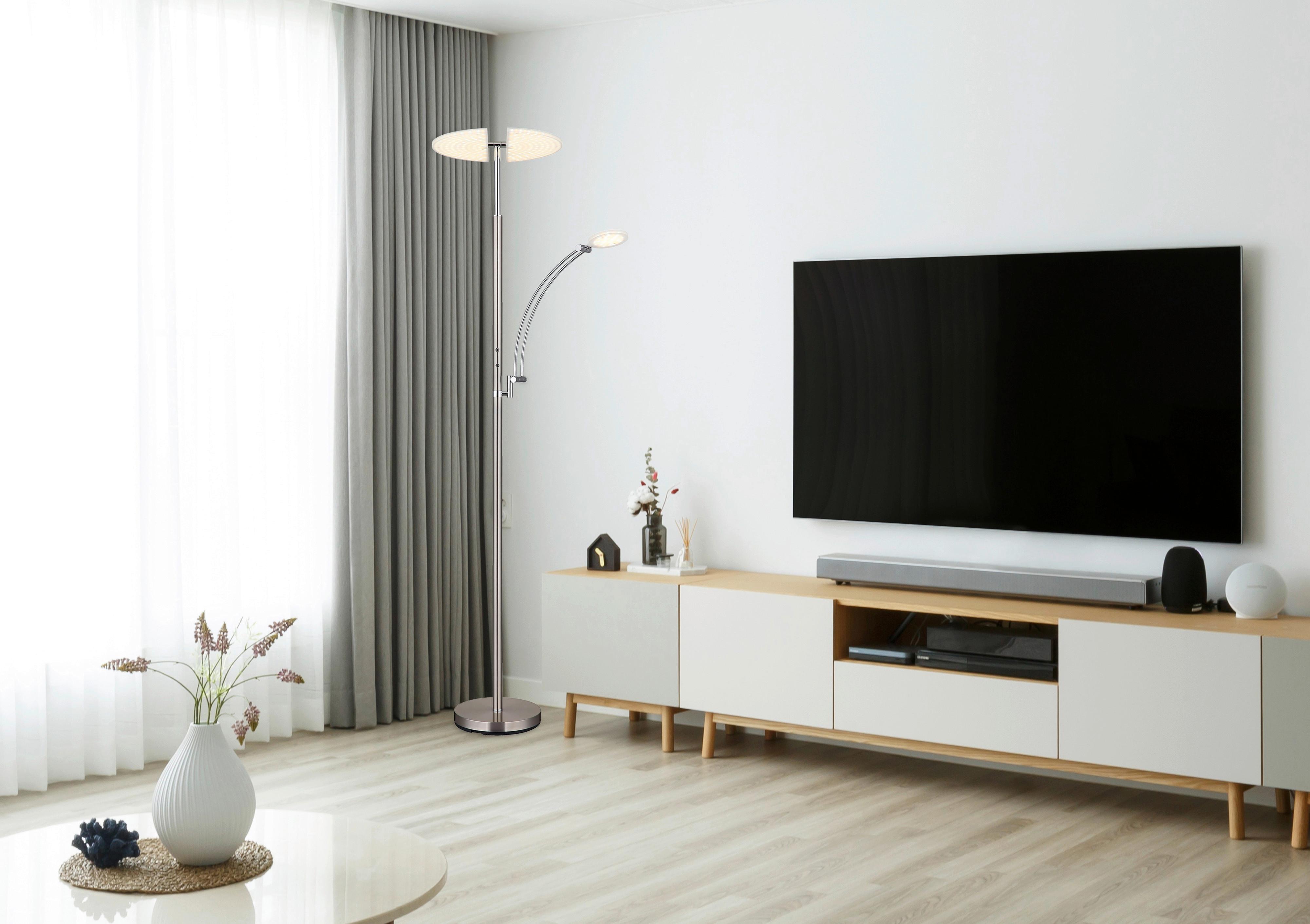 Led Podna Svjetiljka Boja Nikla - bijela/boje nikla, Design, metal/plastika (80/40,5/183cm) - Globo