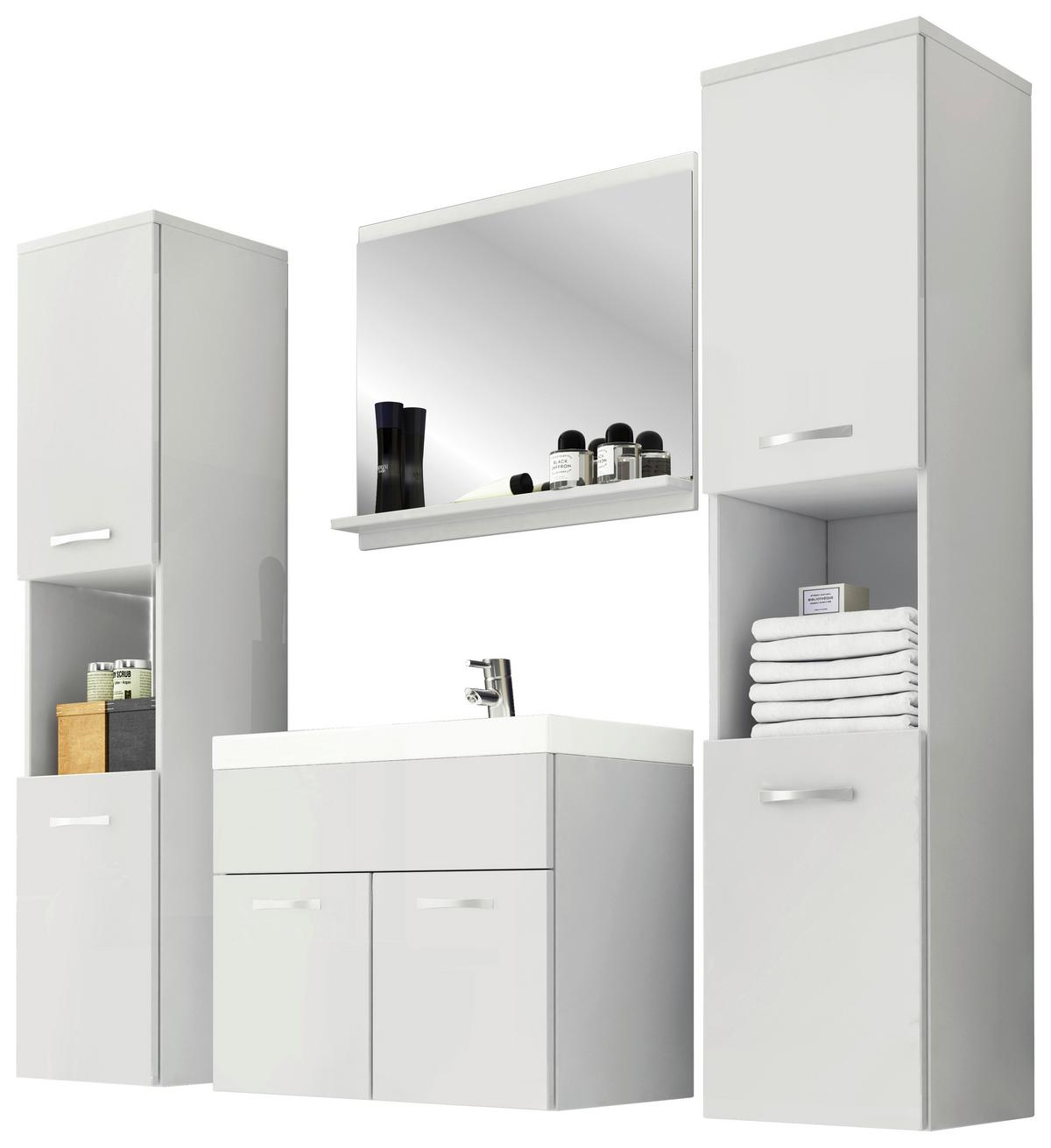 Badmöbel-Set 5-tlg. Montreal XL ca. 120 cm Weiß matt/Weiß - Weiß Hochglanz/Weiß, LIFESTYLE, Holzwerkstoff/Metall (120cm) - P & B
