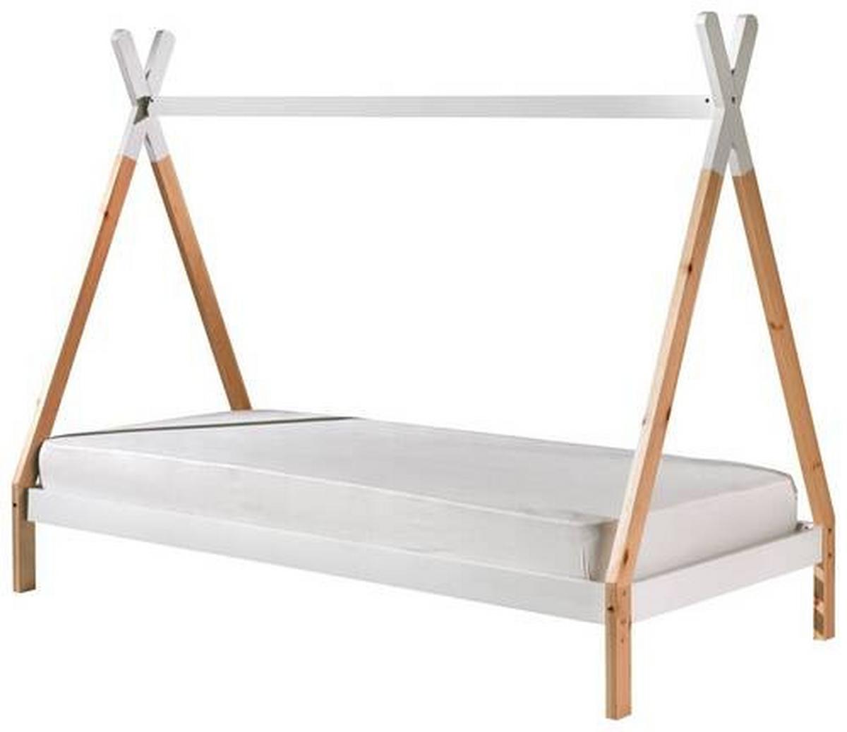 Hausbett "Tipi", weiß/kiefer - Weiß/Kieferfarben, MODERN, Holz (90/200cm) - MID.YOU