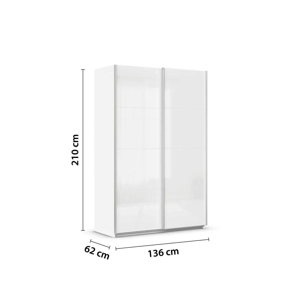 DULAP USI CULISANTE FELDKIRCH - alb/alb lucios intens, Modern, material pe bază de lemn (136/210/62cm)