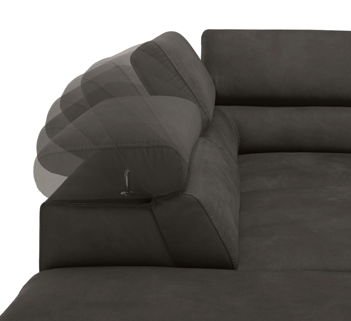Ecksofa Carmen Dunkelgrau - Chromfarben/Dunkelgrau, Konventionell, Holz/Textil (292/93/226cm) - Premium Living
