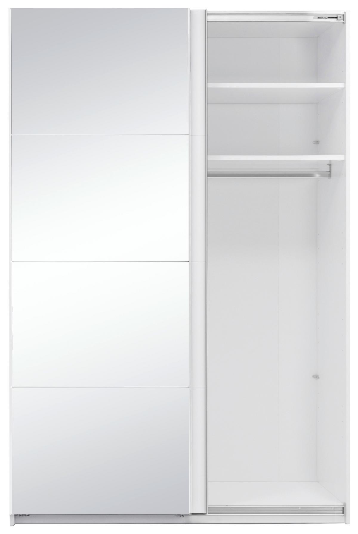 Omara Z Drsnimi Vrati Viva, Bela - bela/barve aluminija, Moderno, kovina/leseni material (150/210/62cm) - P & B