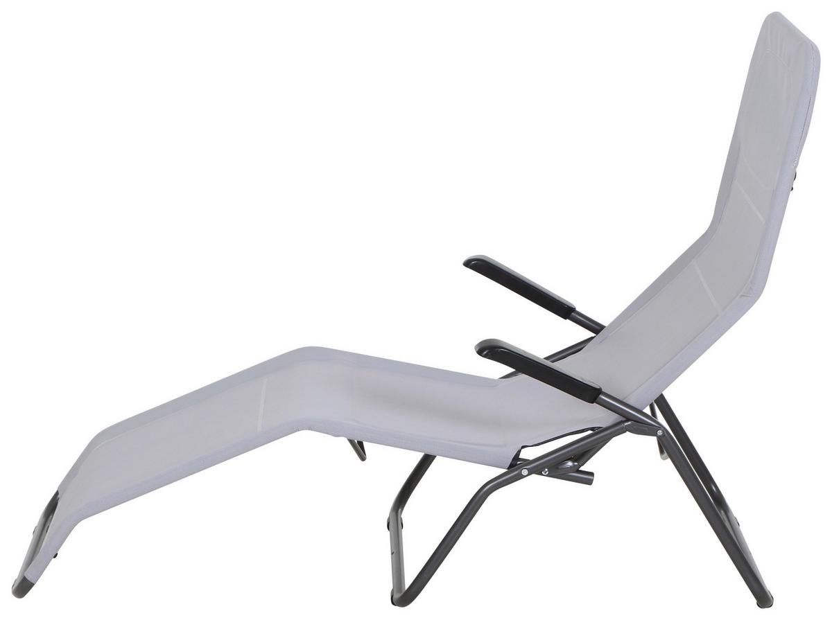 Gartenliege Anco Hellgrau Stahl - Anthrazit/Hellgrau, MODERN, Textil/Metall (72,5/103,5/144cm) - Siena Garden