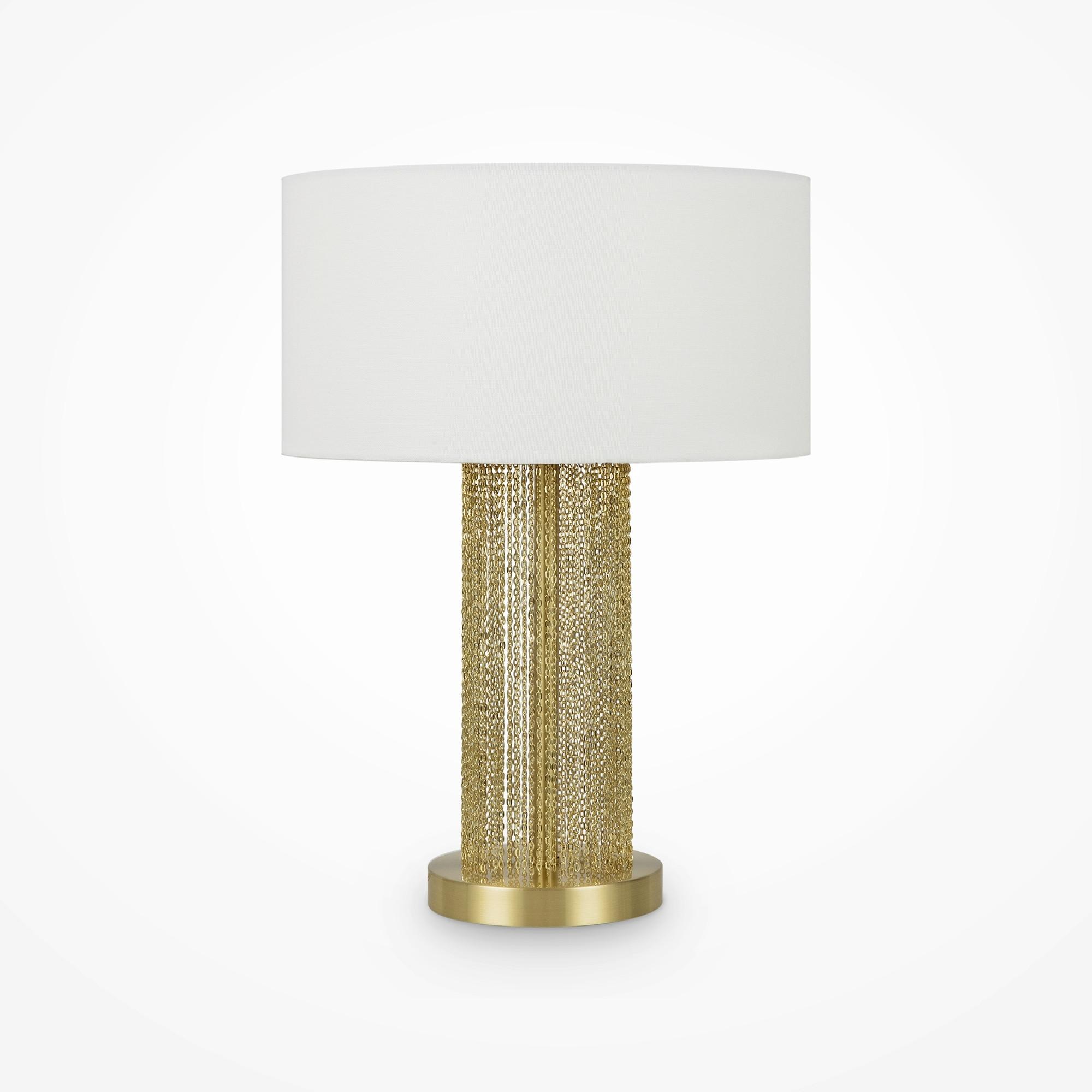 Tischleuchte Impressive Goldfarben max. 40 Watt - Goldfarben/Weiß, Trend, Textil/Metall (34/47cm) - MAYTONI