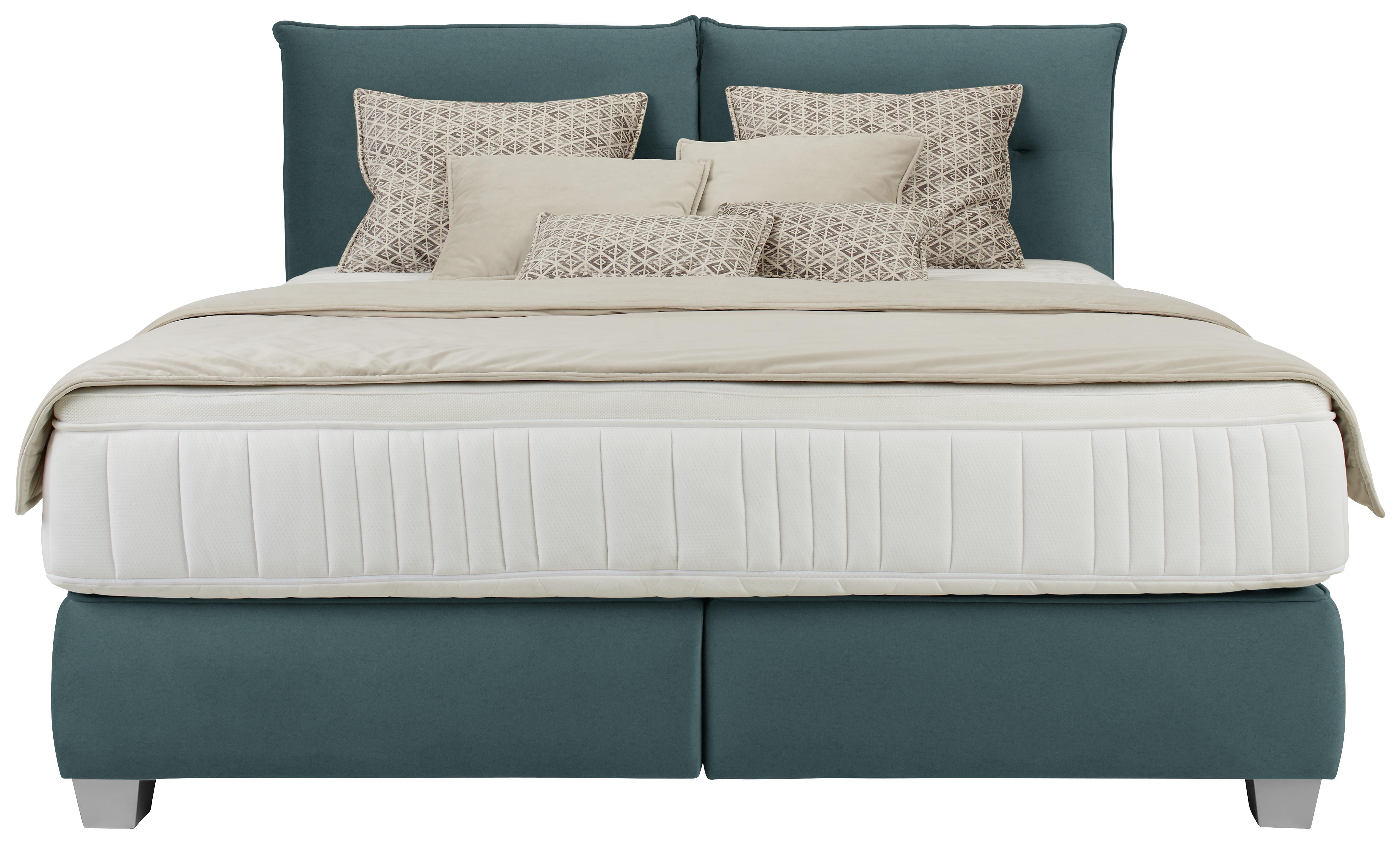 Boxspringbett Fog in Mintgrün ca. 180x200cm - Silberfarben/Mintgrün, Holz/Holzwerkstoff (180/200cm) - Premium Living