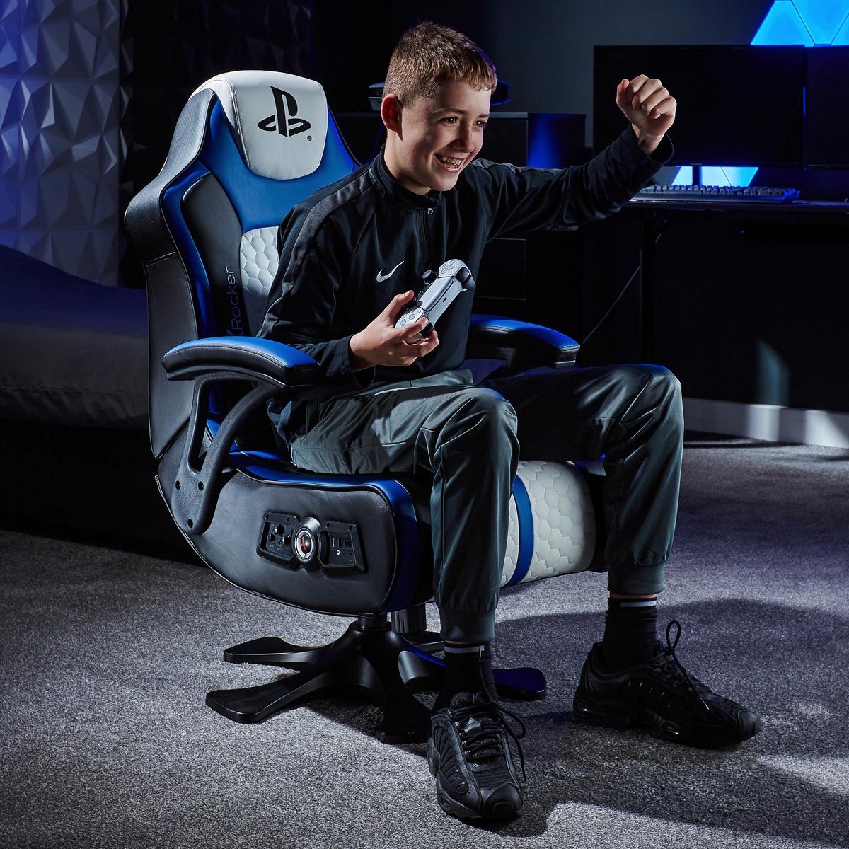 Gamingsessel Playstation Legen d ca. 88x64x102cm Blau/Schwarz - Blau/Schwarz, MODERN, Leder/Holzwerkstoff (88/64/102cm) - X Rocker