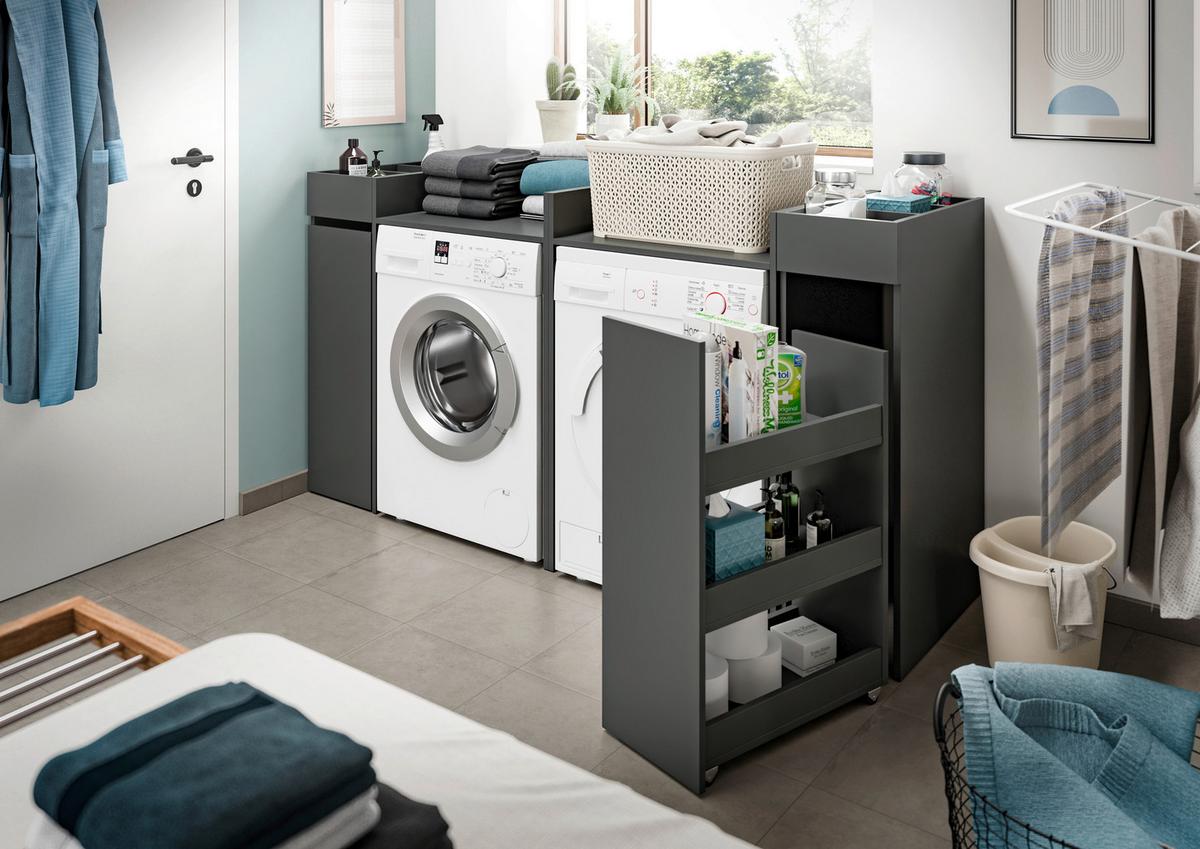 DULAP PENTRU MAșINA DE SPĂLAT FREE - antracit, Basics, material pe bază de lemn (190/101cm) - MID.YOU
