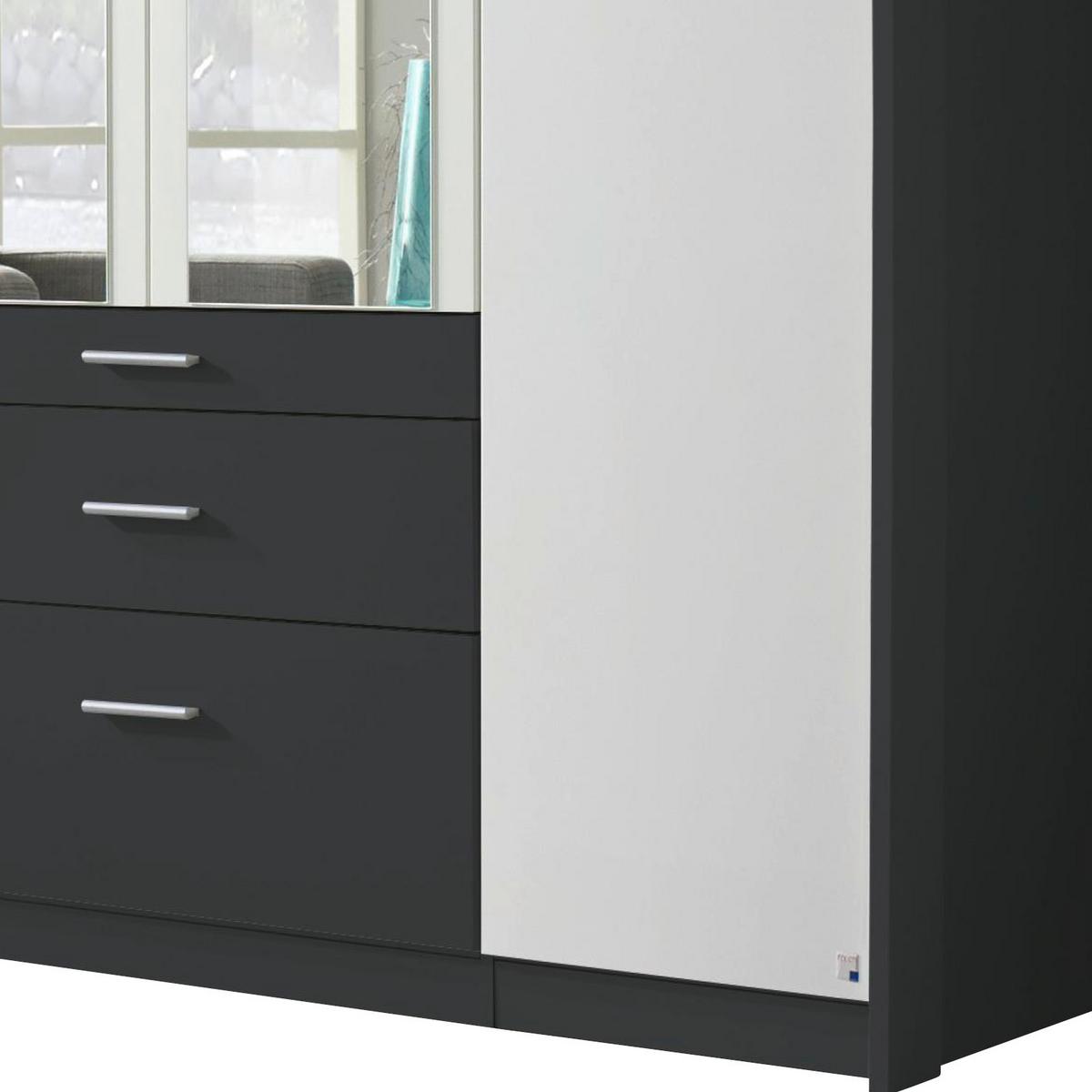 Ormar S Klasičnim Vratima Hildesheim - bijela/siva, Design, staklo/drvni materijal (185/231/56cm) - Modern Living