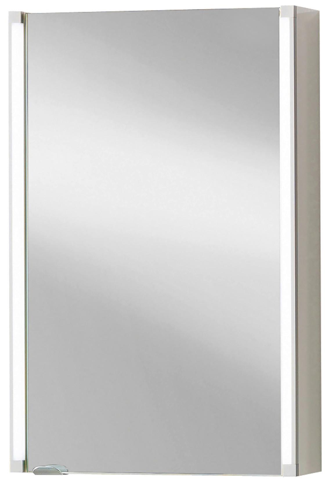 Spiegel "LED-Line" , weiß - Alufarben/Weiß, MODERN, Glas/Holzwerkstoff (42,5/67/16,5cm) - MID.YOU