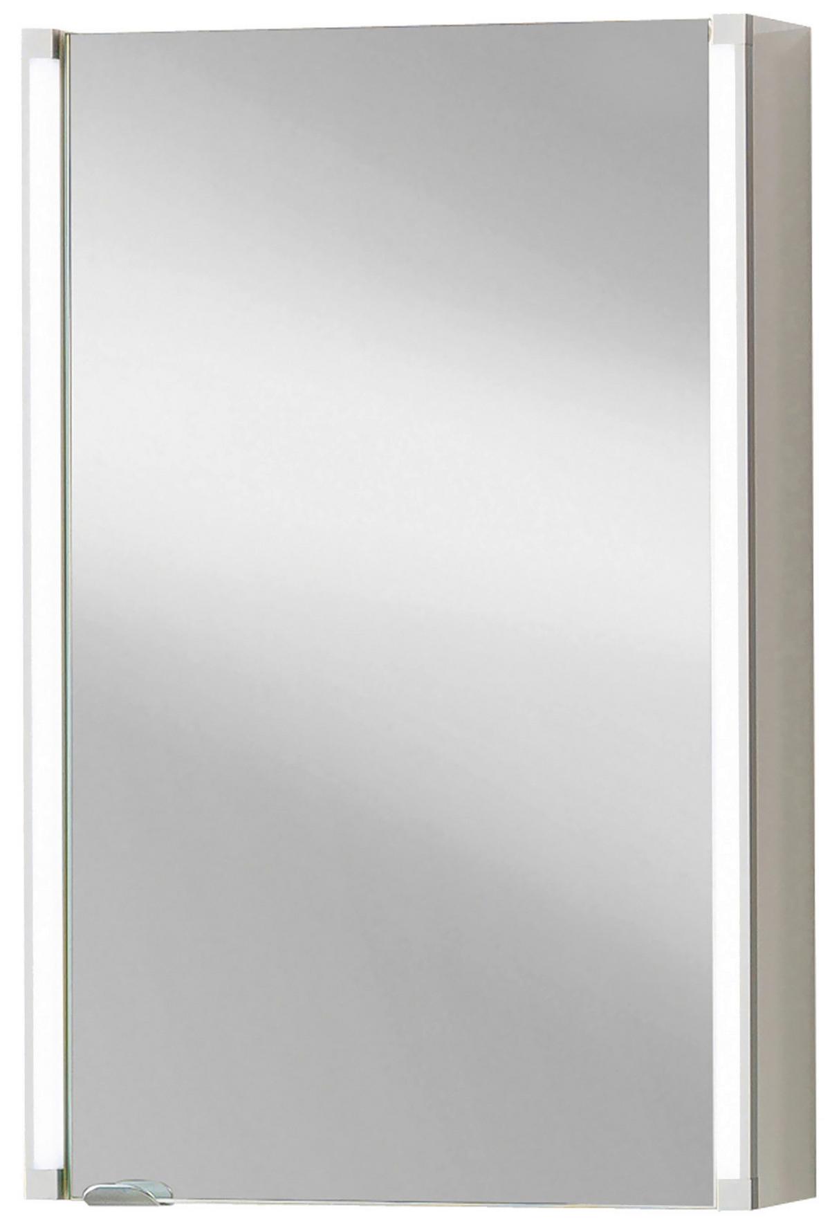 Spiegel "LED-Line" , weiß - Alufarben/Weiß, MODERN, Glas/Holzwerkstoff (42,5/67/16,5cm) - MID.YOU