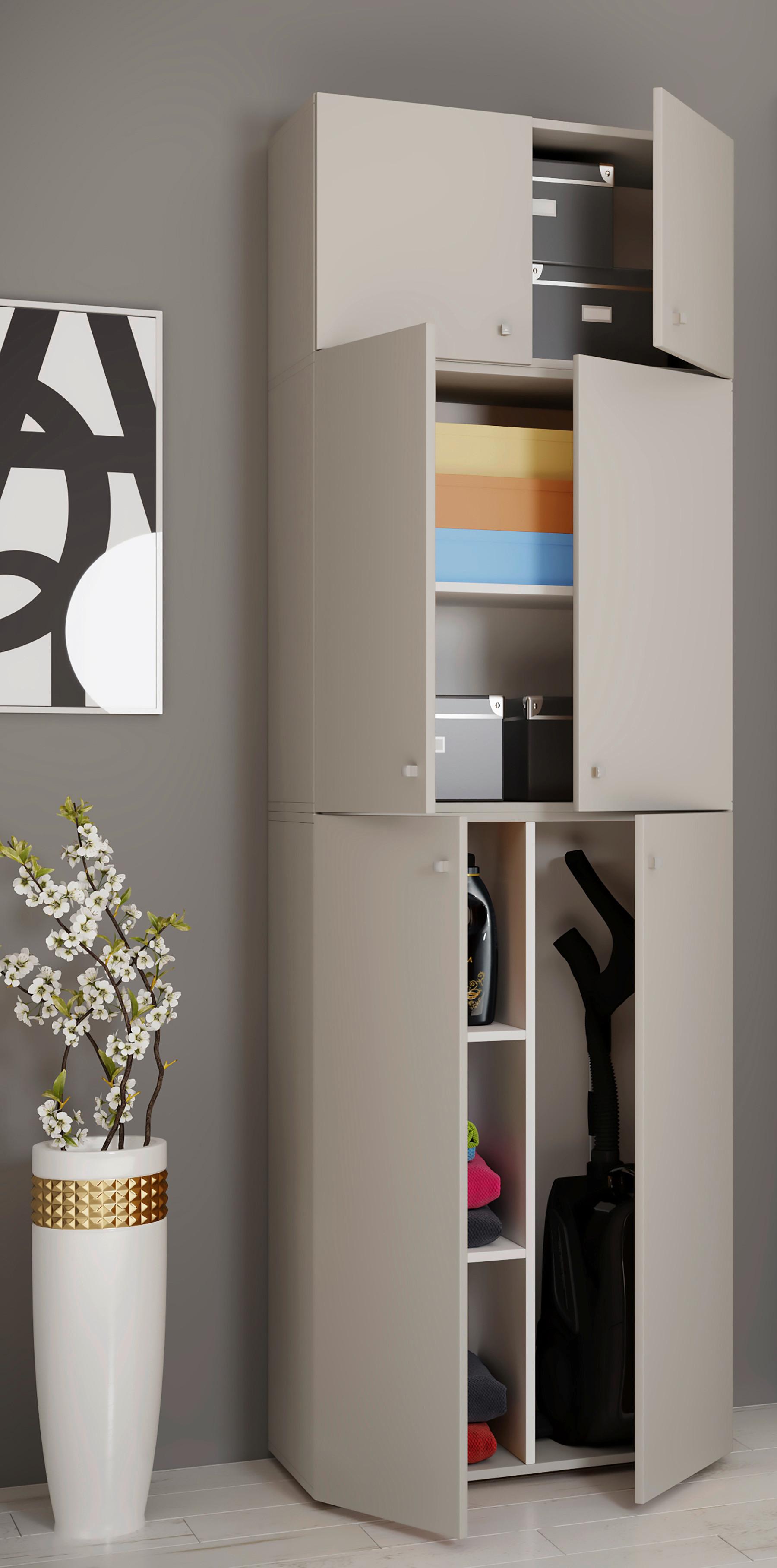 Mehrzweckschrank Lona XXL ca.70x223x39cm Grau - Schwarz/Grau, MODERN, Holzwerkstoff/Kunststoff (70/223/39cm) - MID.YOU