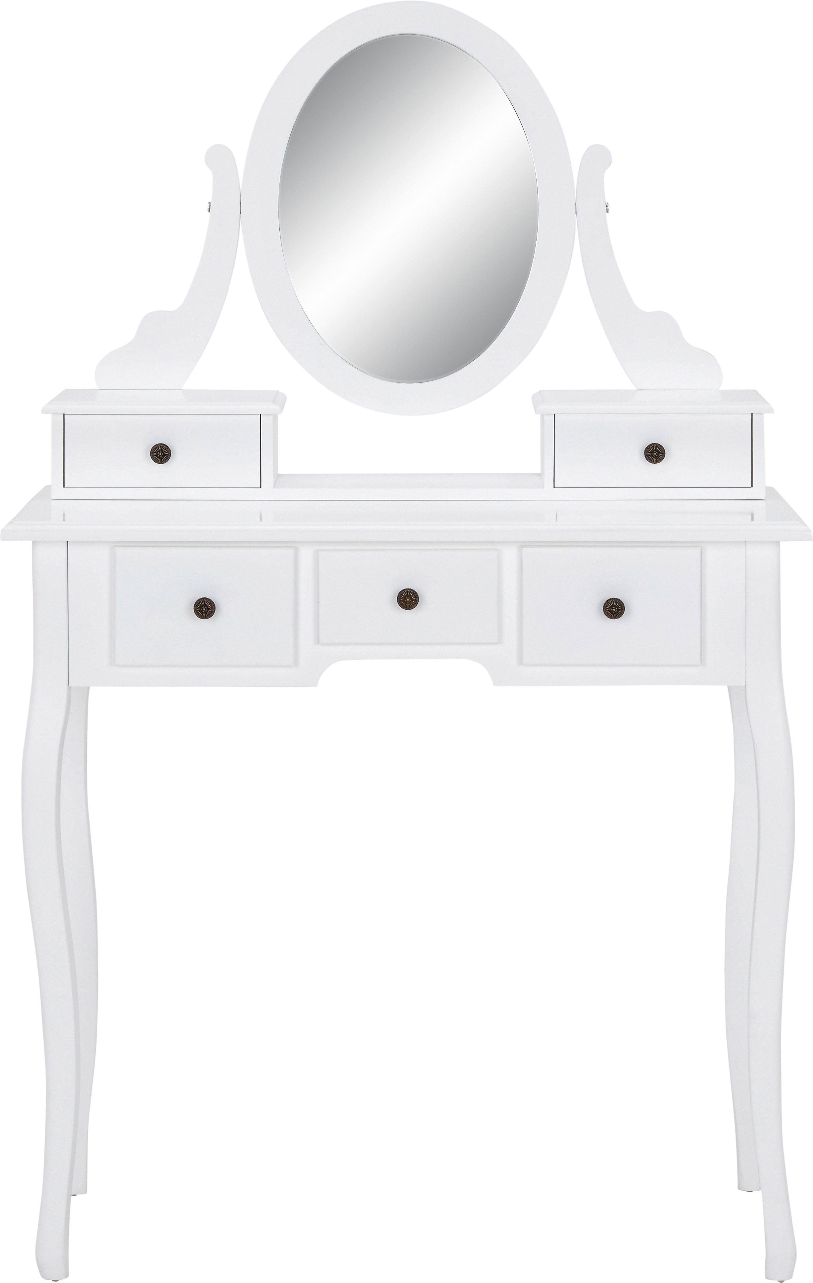 coiffeuse in Weiss - Weiss/Schwarz, Romantik / Landhaus, Glas/Holz (81/128/40,5cm) - Mömax