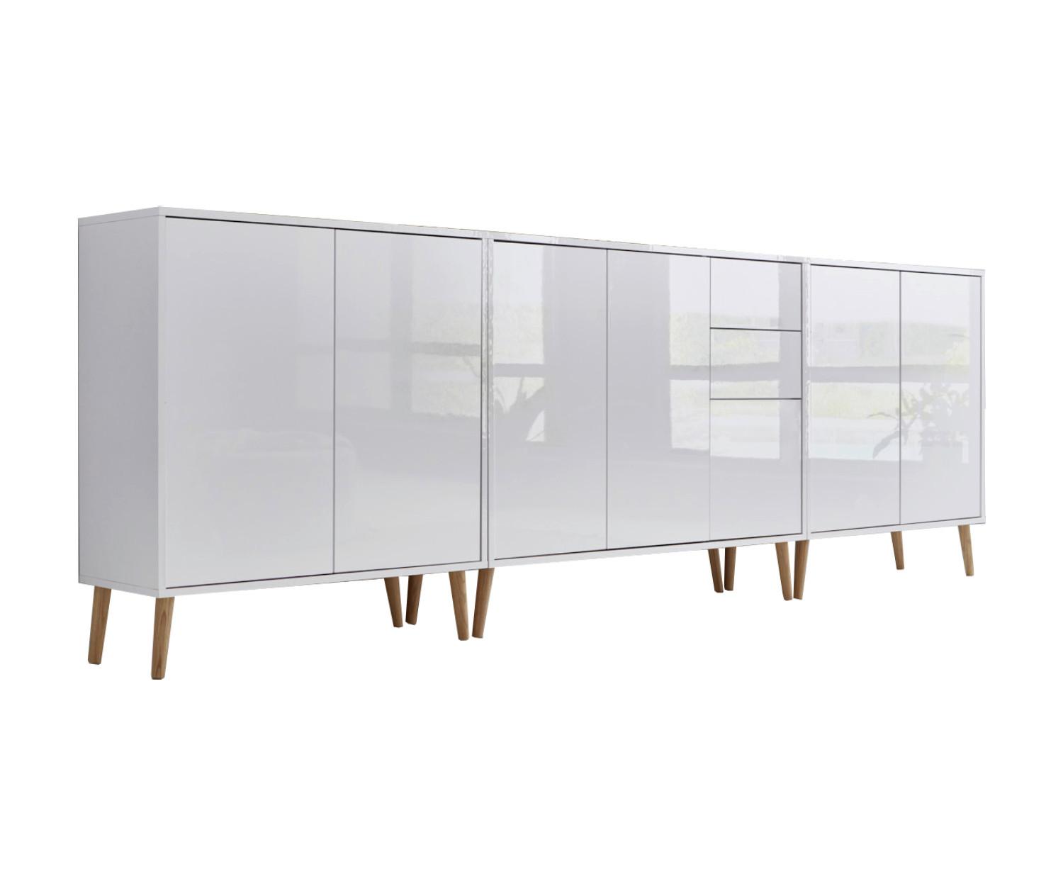 Sideboard Mailand Set 6 Weiß - Weiß Hochglanz/Weiß, MODERN, Holz/Holzwerkstoff (263,5/86/33cm) - MID.YOU