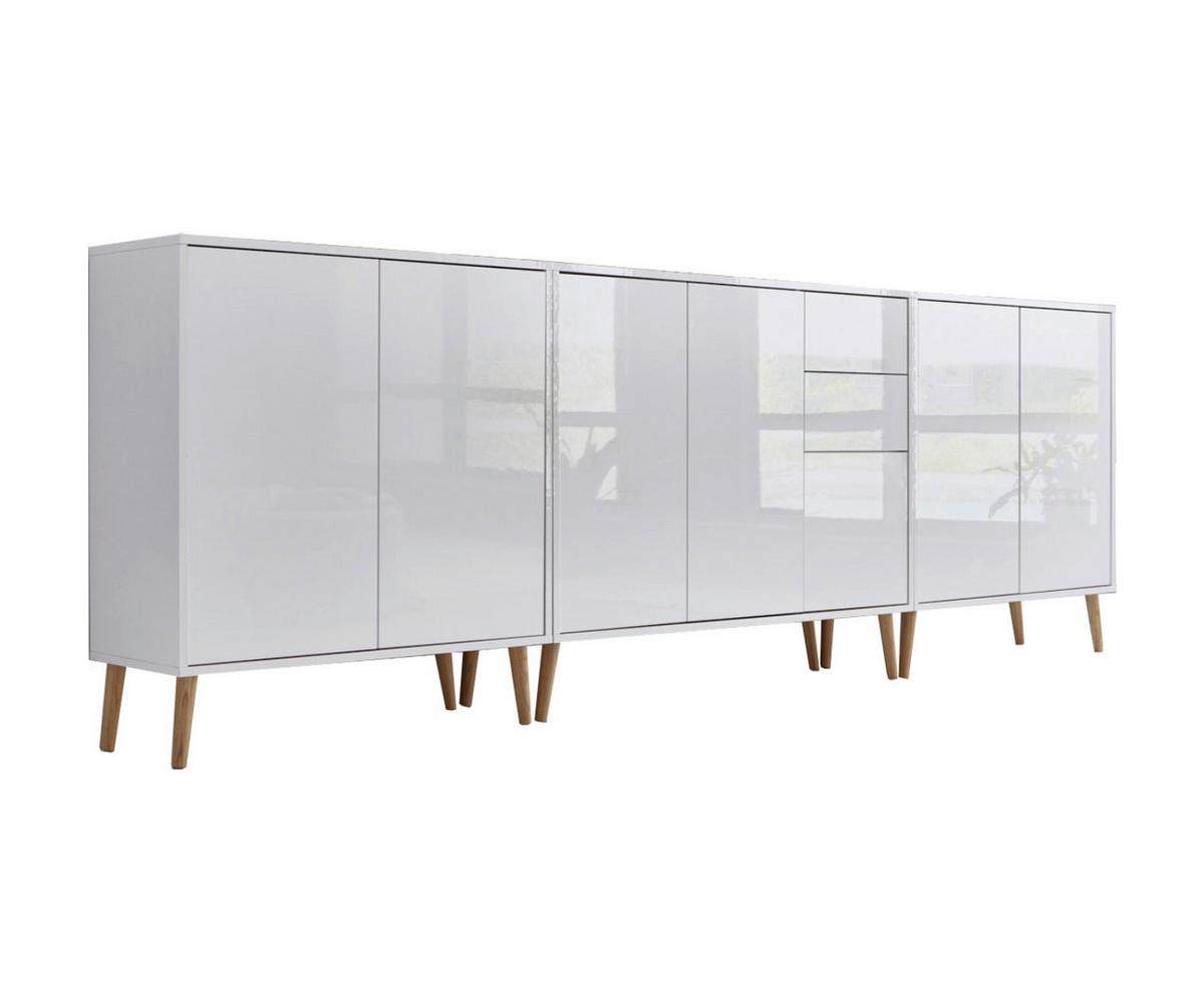 Sideboard Mailand Set 6 Weiß - Weiß Hochglanz/Weiß, MODERN, Holz/Holzwerkstoff (263,5/86/33cm) - MID.YOU