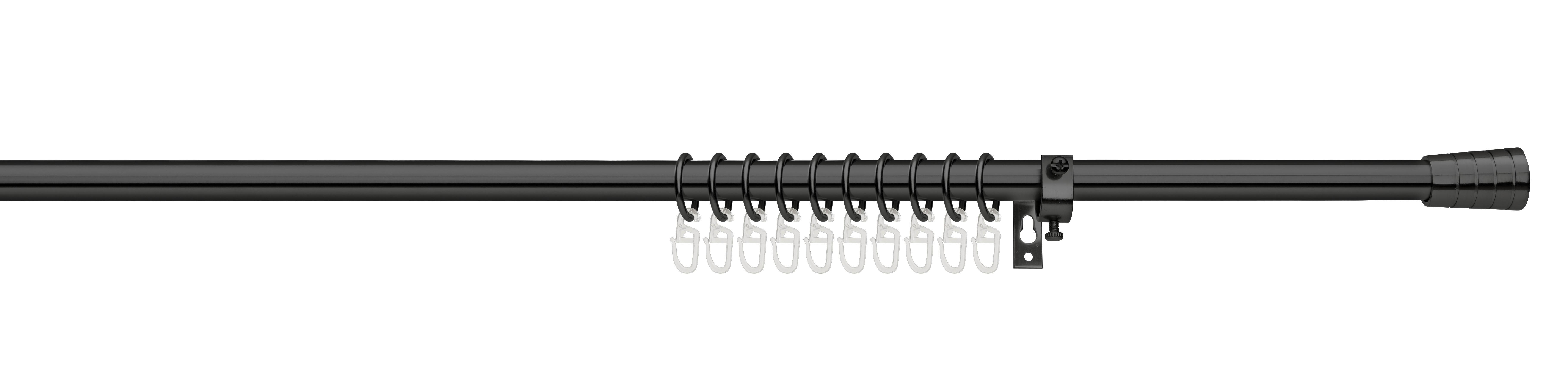 Rundstangengarnitur Cap ca. 130-240cm - Schwarz, Kunststoff/Metall (130-240cm) - Modern Living