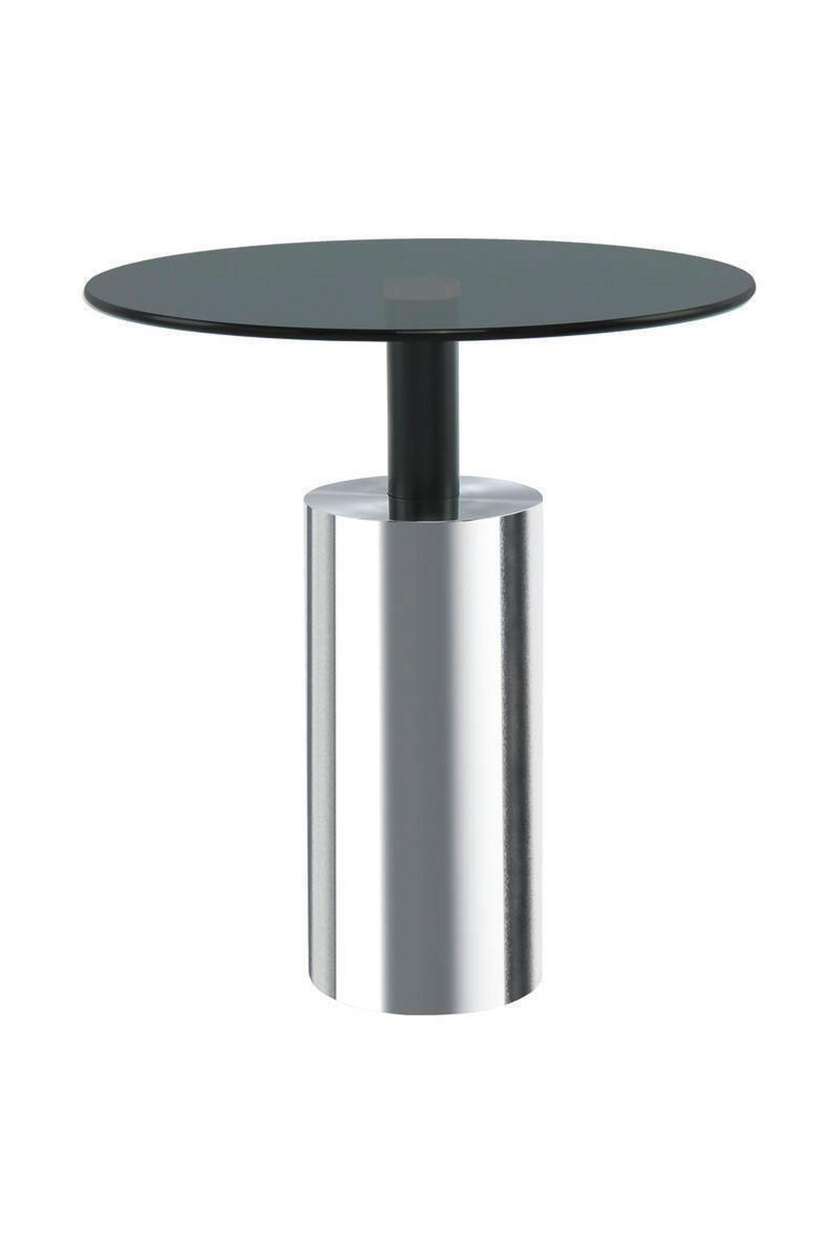 BEISTELLTISCH 8T9WD-GRY-SIV - Silberfarben/Grau, Basics, Glas/Metall (46/50cm) - Kayoom