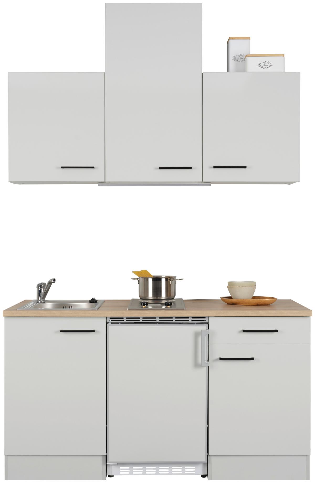 Mini Kuhinjski Blok Levi, S Hladilnikom In Kuhališčem - črna/siva, Moderno, leseni material (150cm) - FlexWell