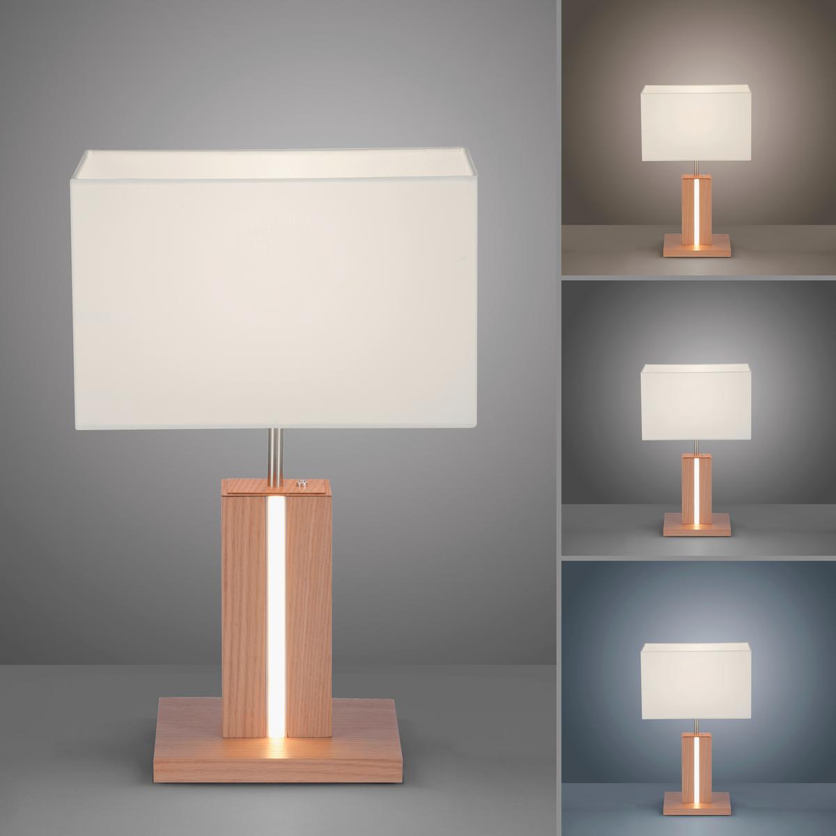 LED-Tischleuchte Amanda Weiß/Alufarben max. 40 Watt - Alufarben/Weiß, Holz/Kunststoff (32/32/20cm)