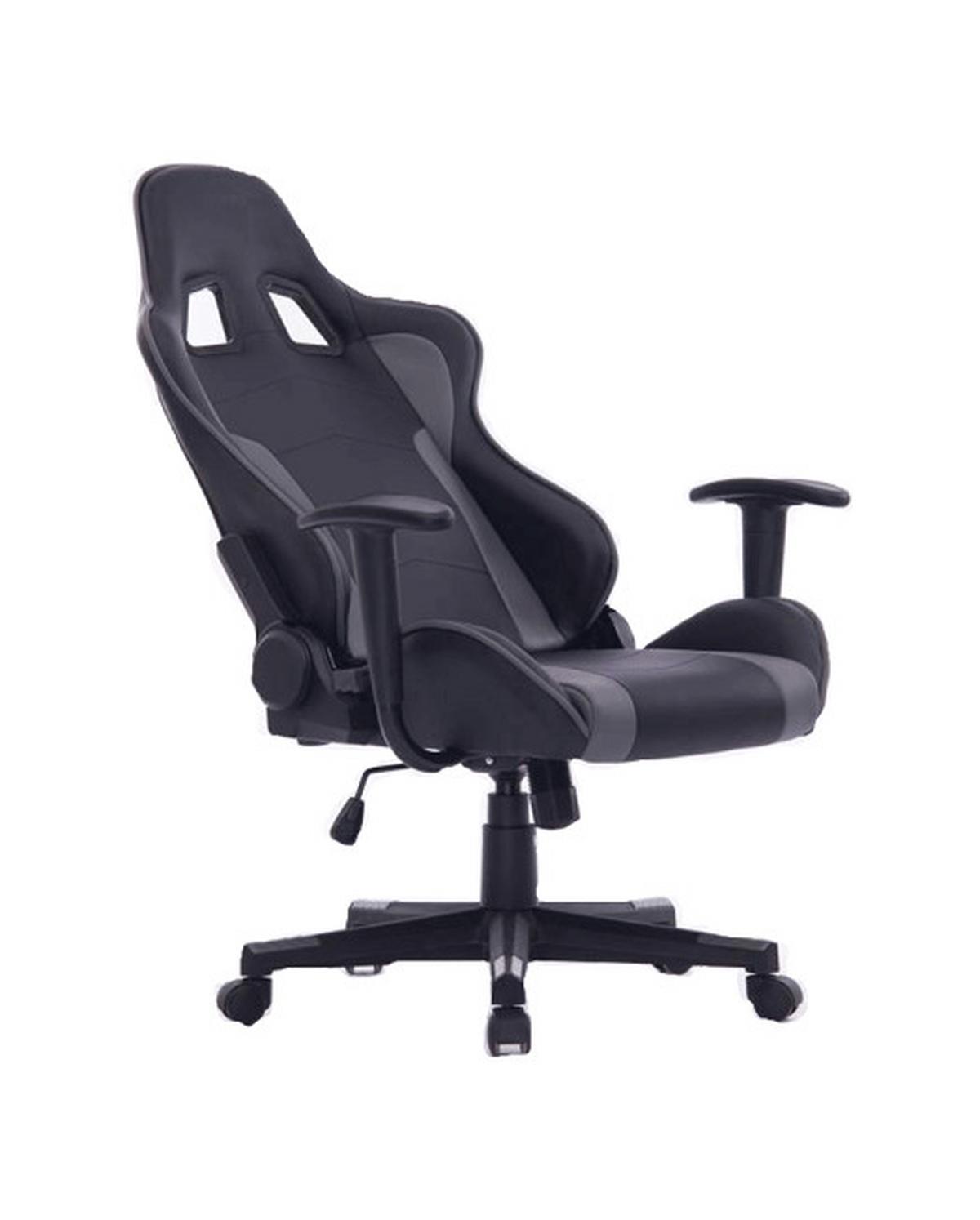 Gamingstuhl im Lederlook - Schwarz/Grau, Modern, Kunststoff/Textil (70,5/126-136/59cm) - Mömax