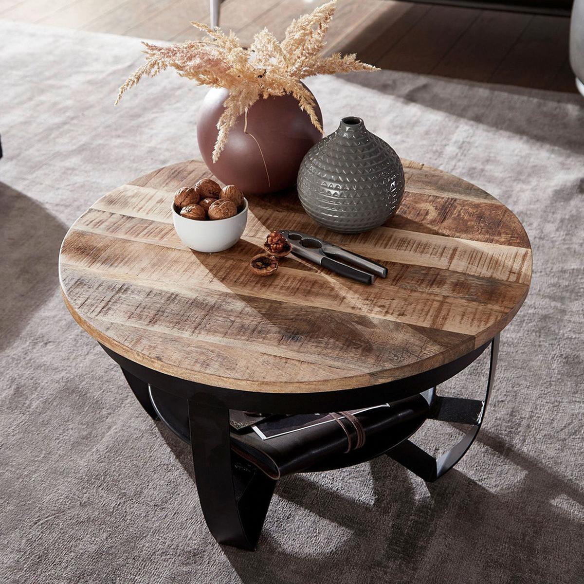 COUCHTISCH WOHNLING - Schwarz/Braun, MODERN, Holz/Metall (60/60/34cm) - MID.YOU
