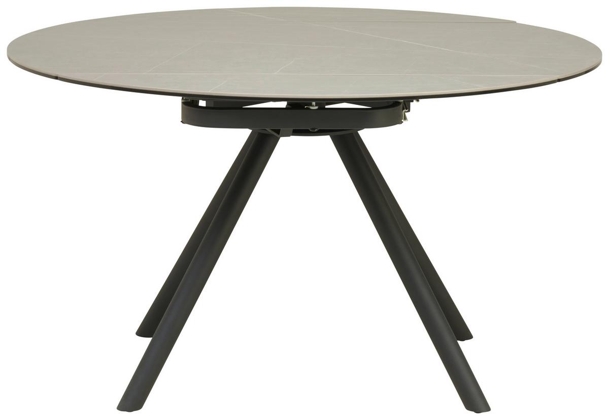 Jedilna Miza Dalia, Siva, Keramika, 80-130x130 - siva/črna, Trendi, kovina/steklo (80-130/75-77/130cm) - MID.YOU